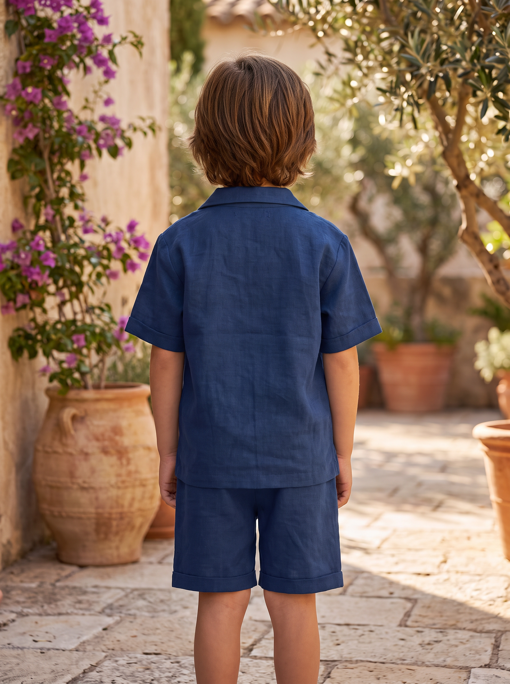 Boys Short Sleeve Cotton Shirt & Drawstring Pants Co-Ord Set