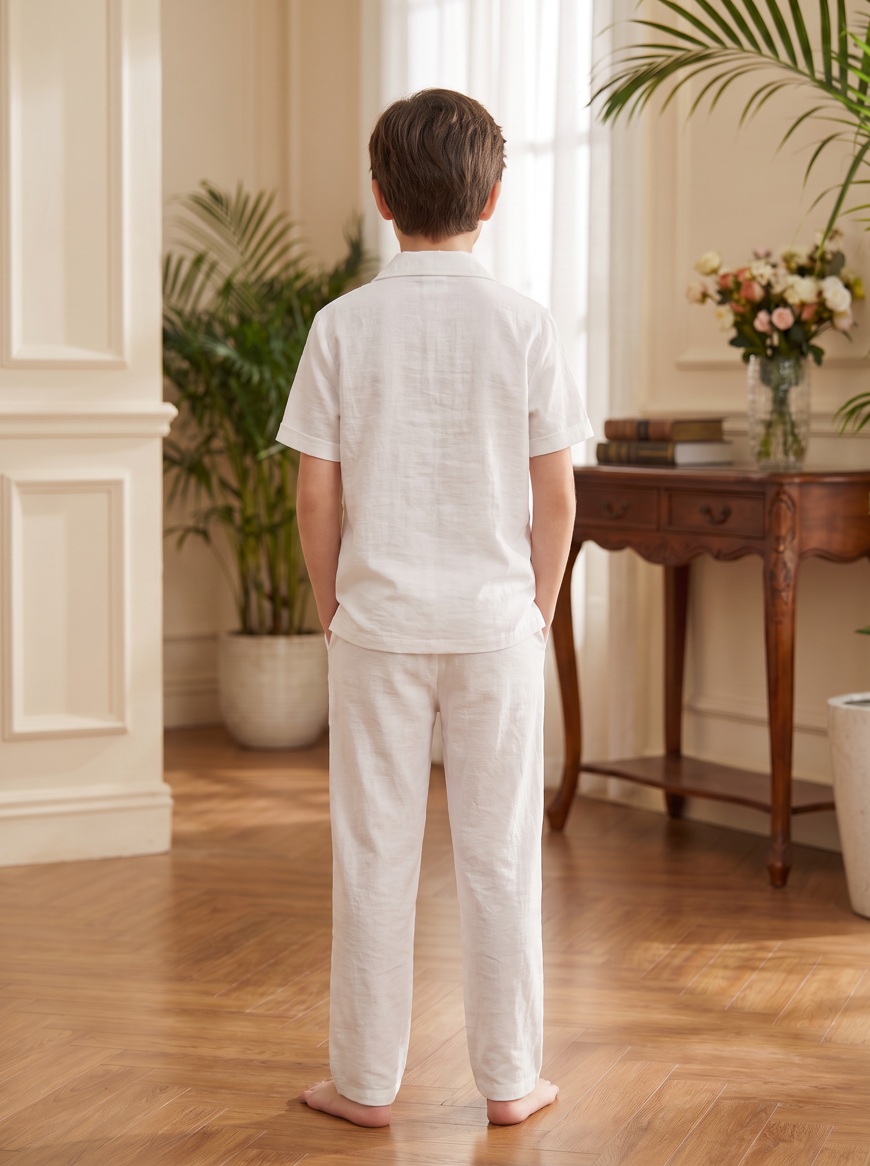Boys Short Sleeve Button-Up Shirt & Drawstring Pants Co-Ord Set
