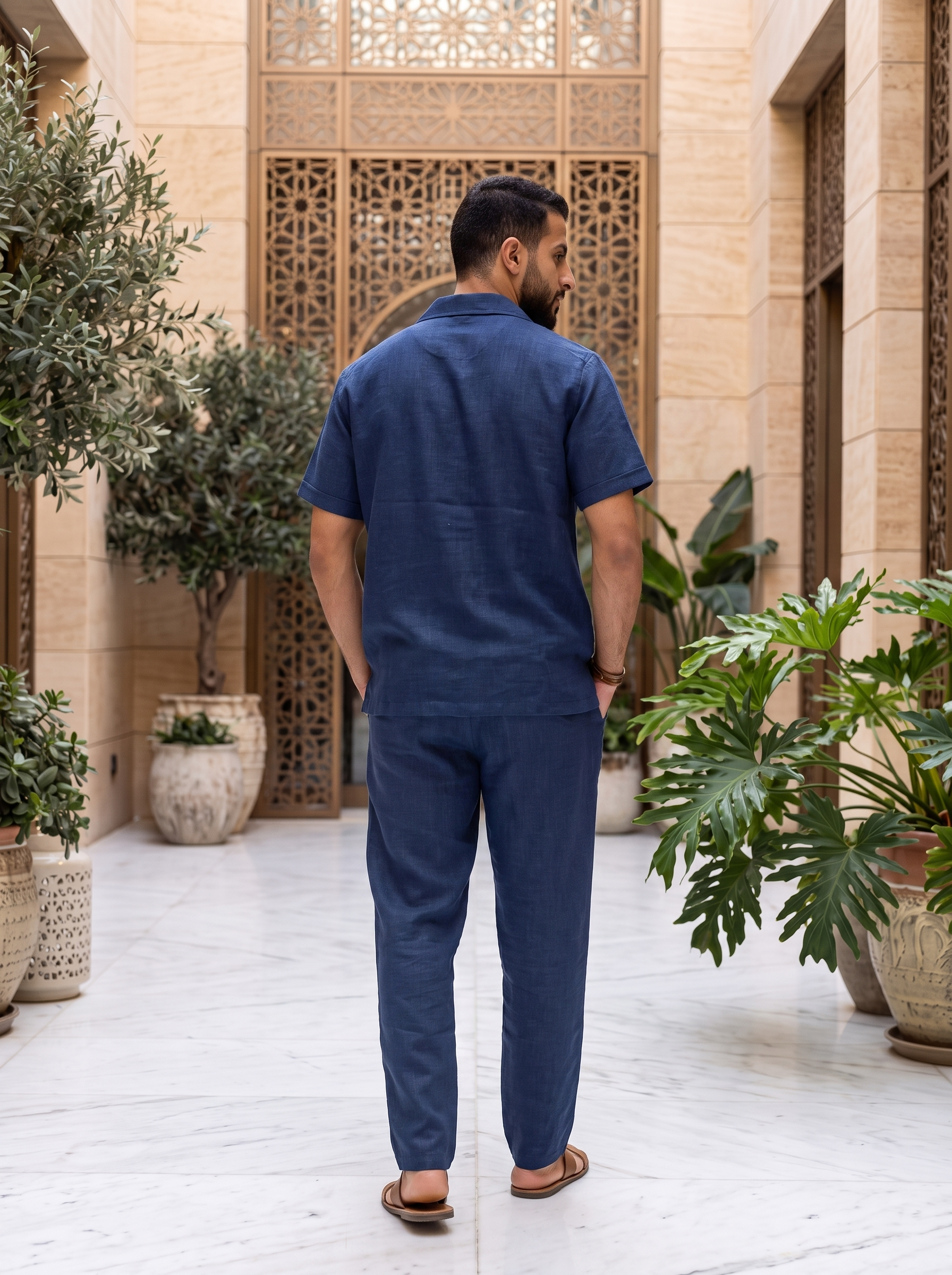Men's Short Sleeve Button-Up Shirt & Drawstring Pants Co-Ord Set