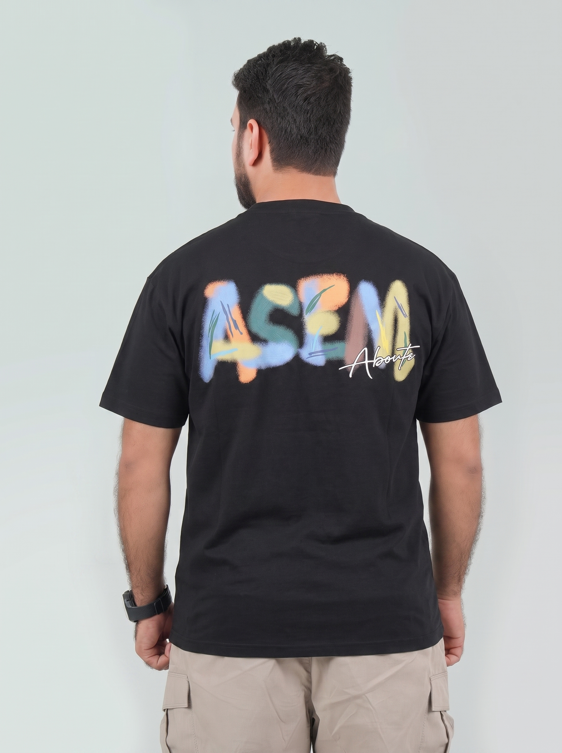 Men’s Spray Print T-Shirt – Full Back Graphic