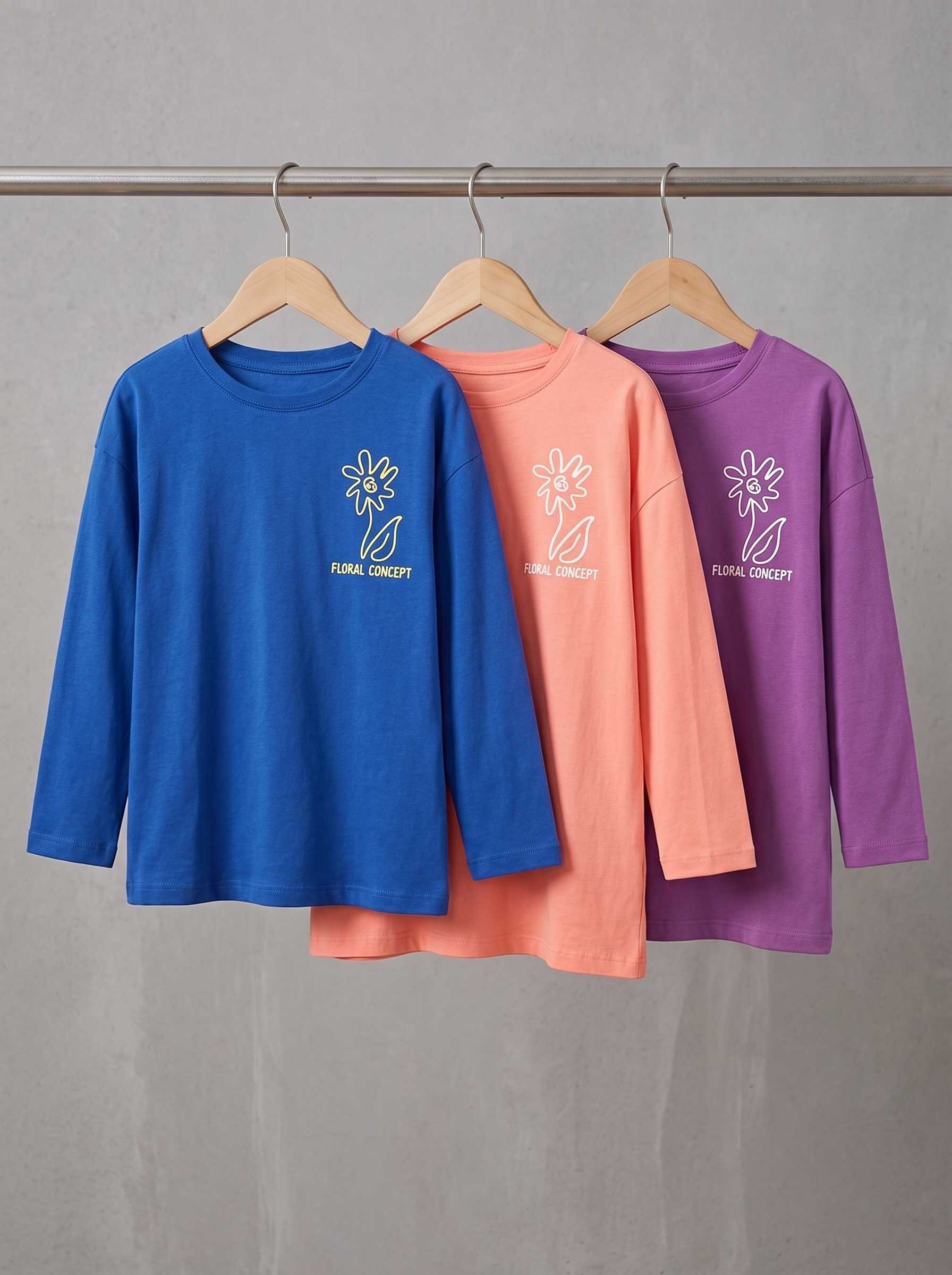 Girl’s Long Sleeve T-shirt - Finelook - 4-Piece Set