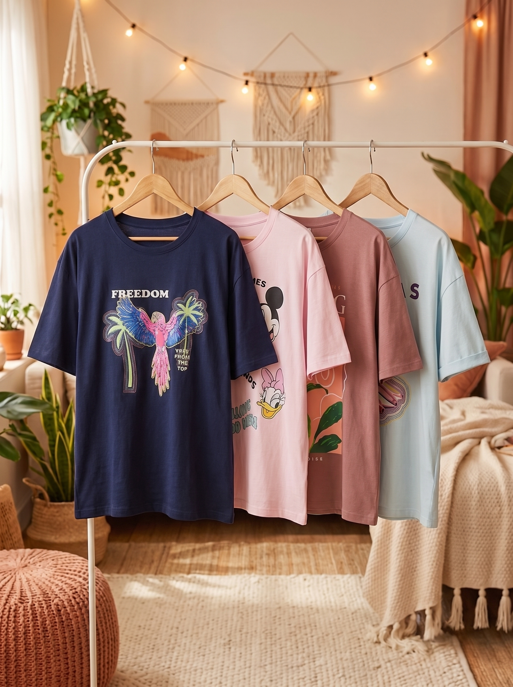 Women's 4-Piece Graphic T-Shirt Set –  Oversized T-Shirts