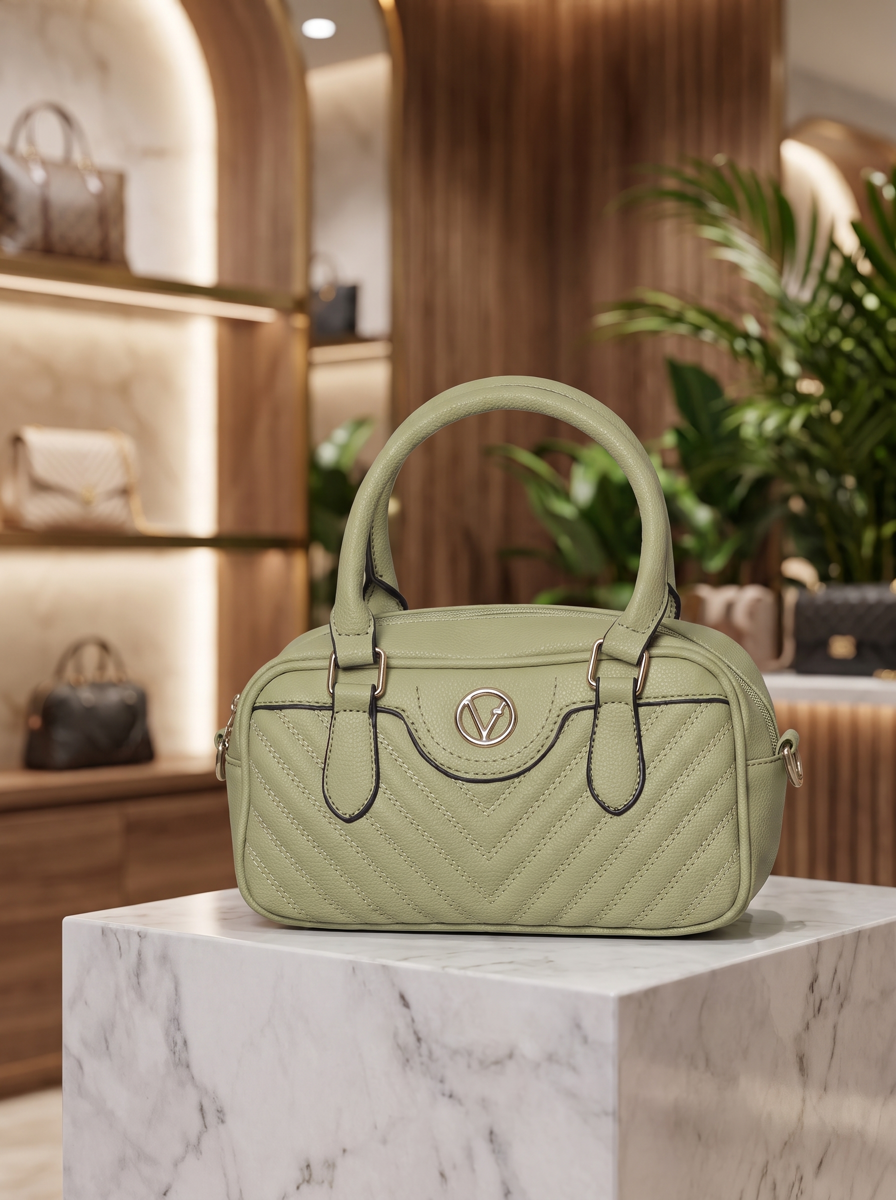 Elegant Chevron Quilted Top-Handle Handbag – Versatile Satchel Bag