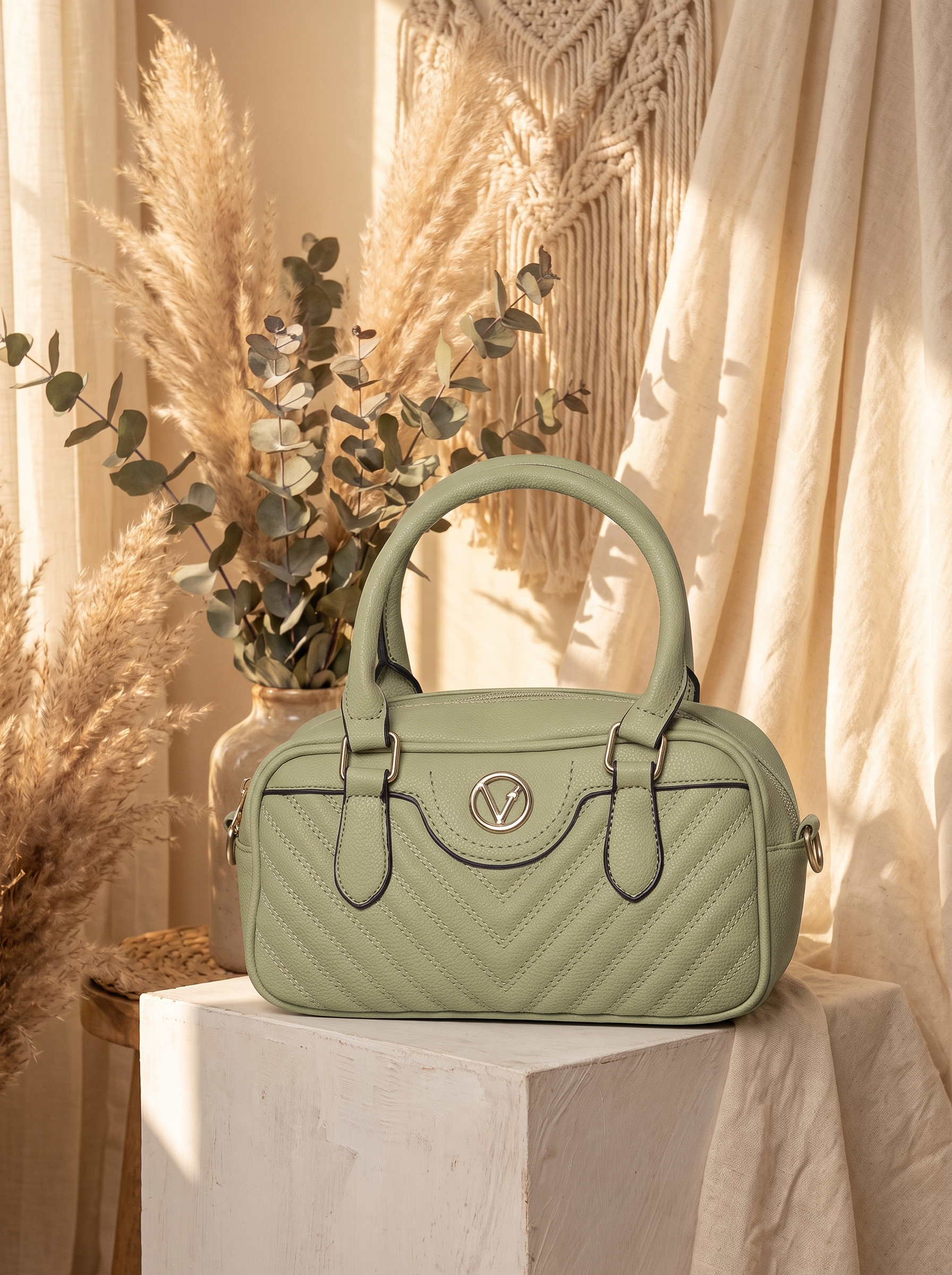 Elegant Chevron Quilted Top-Handle Handbag – Versatile Satchel Bag