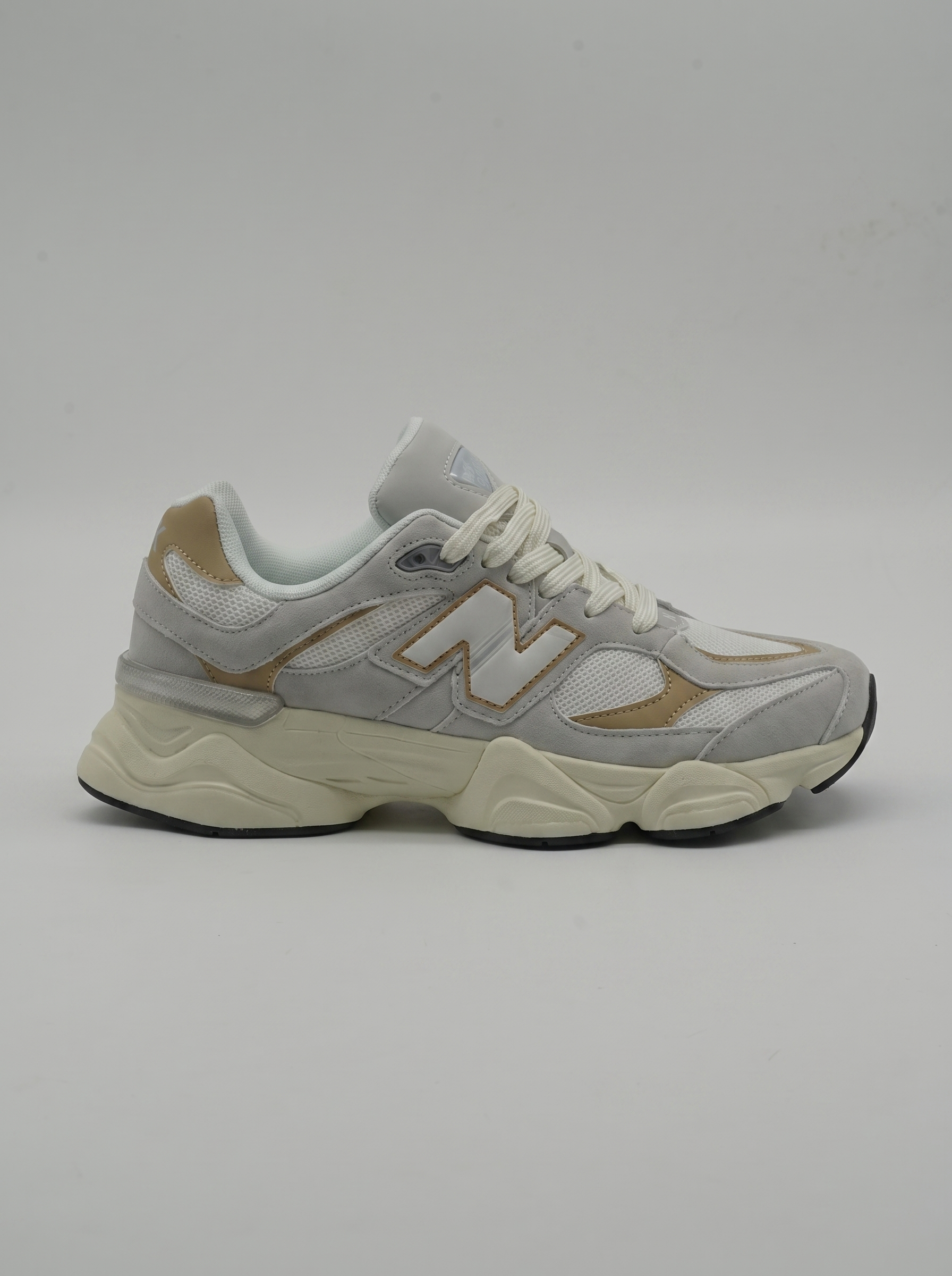 NBK 9060 Unisex Retro Chunky Lifestyle Sneakers – Light Grey & Tan