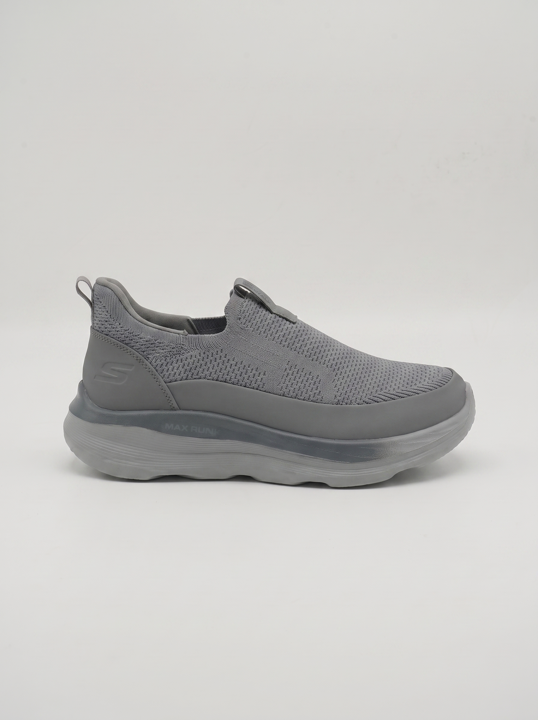 Skechers Max Walk Slip-On Walking Shoes | Lightweight Grey Knit Athletic Sneakers for Men