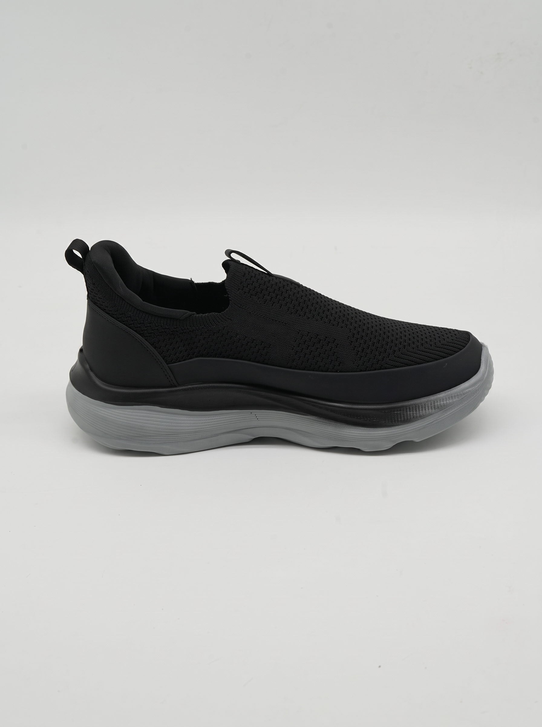 Max Run Walk Run Slip-On Walking Shoes | Lightweight Black Knit Athletic Sneakers for Men