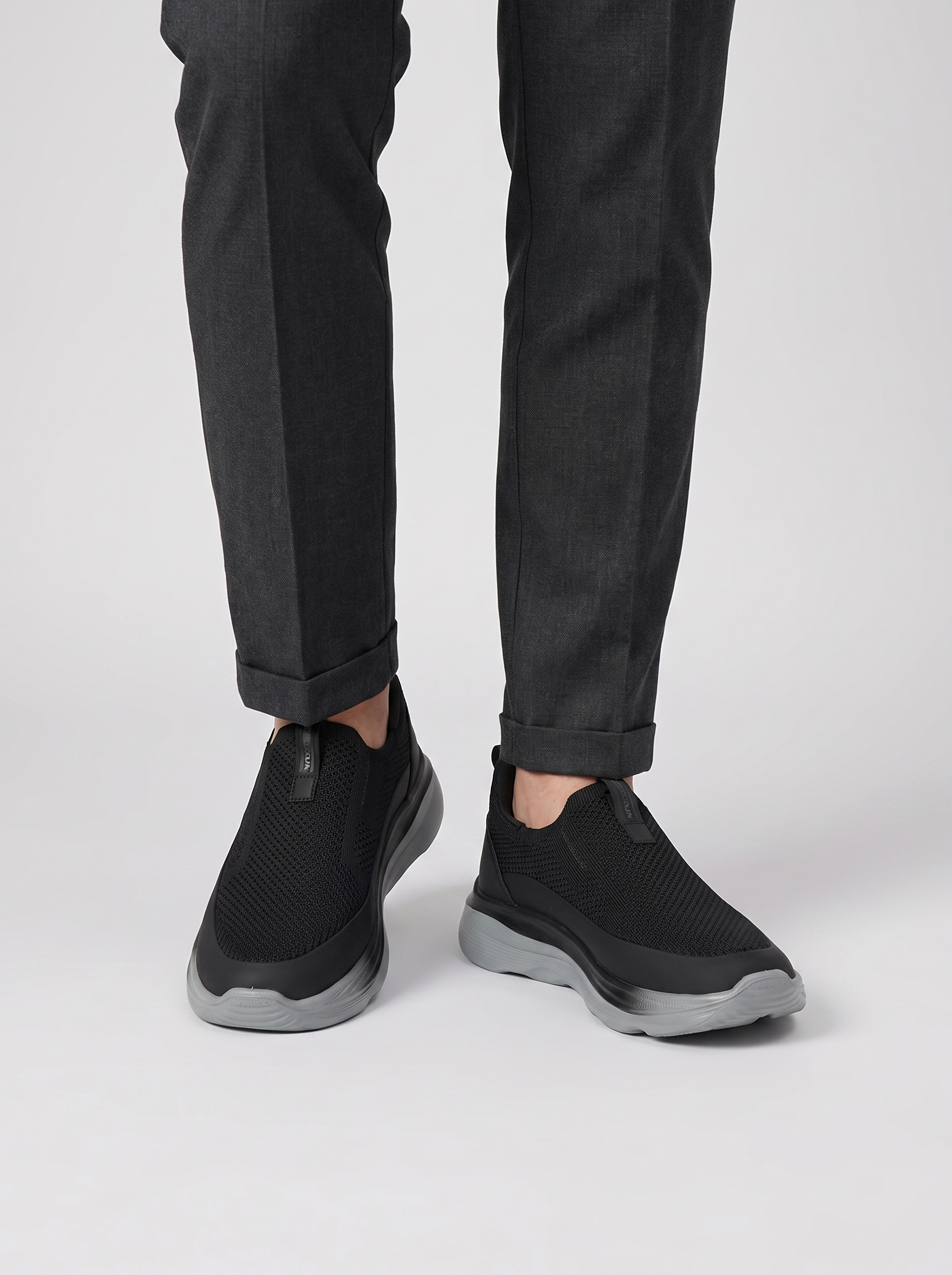 Max Run Walk Run Slip-On Walking Shoes | Lightweight Black Knit Athletic Sneakers for Men