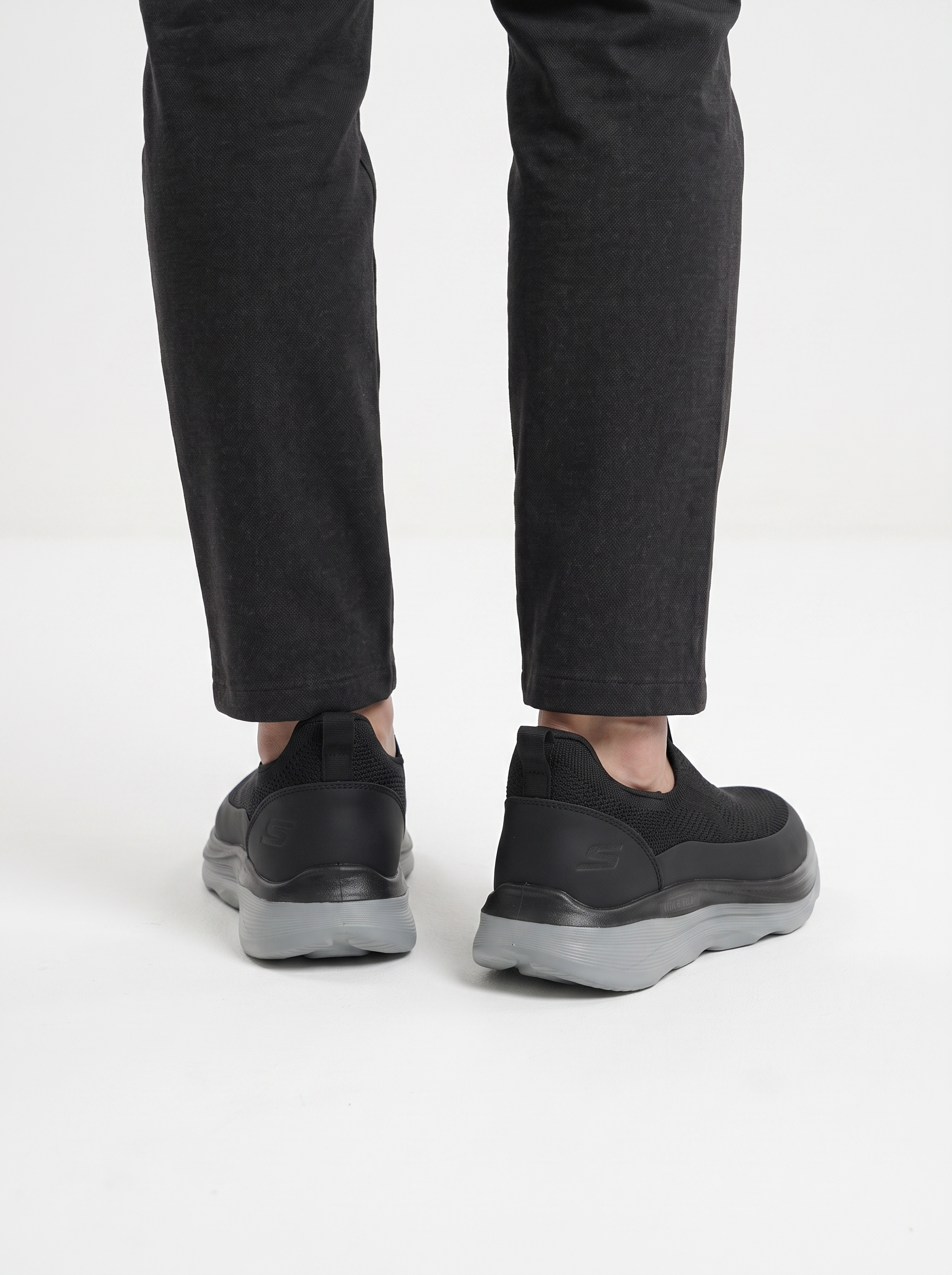 Max Run Walk Run Slip-On Walking Shoes | Lightweight Black Knit Athletic Sneakers for Men