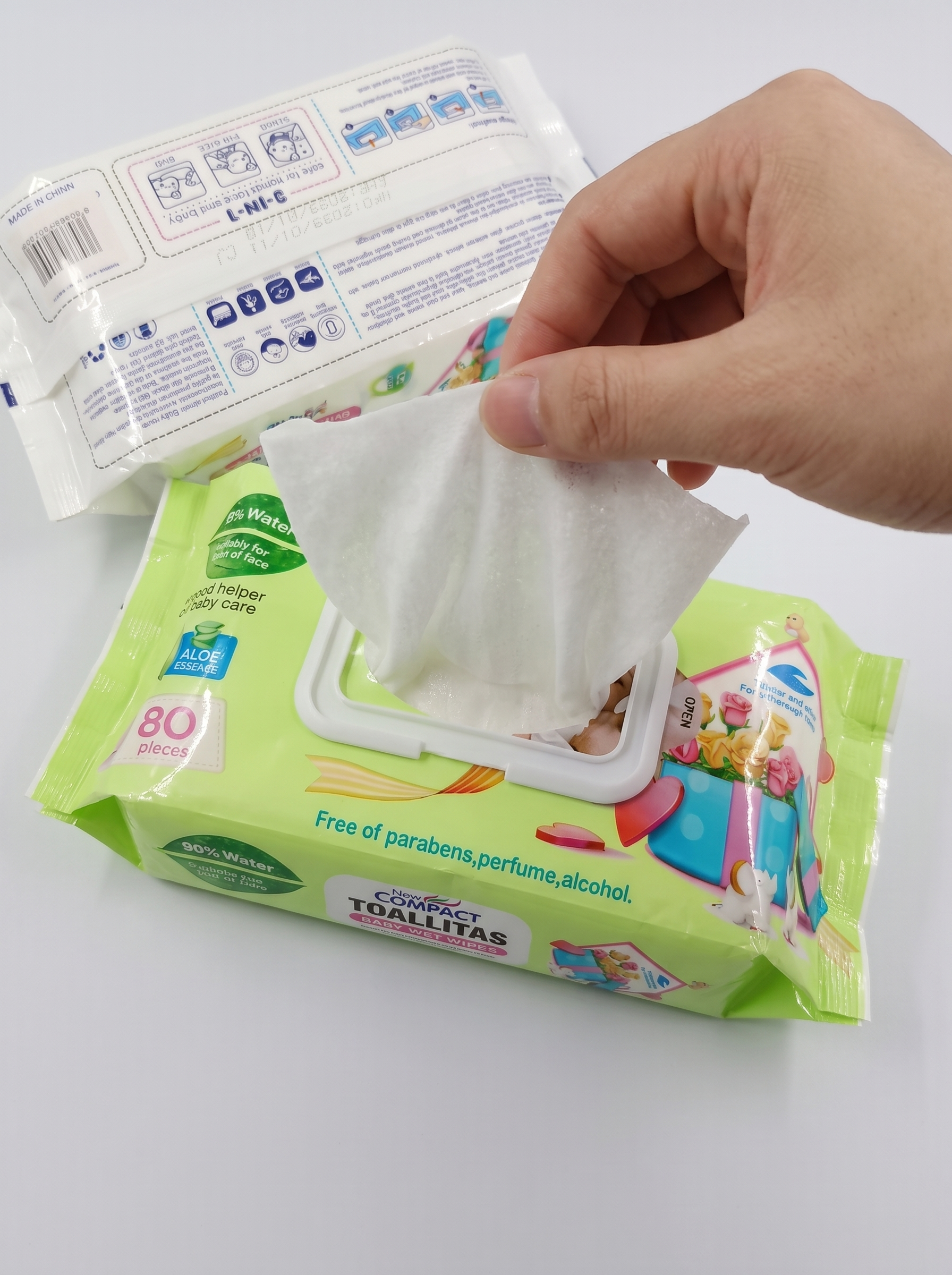 New Compact Toallitas Húmedas Baby Wet Wipes – 99% Water & Aloe Essence (80 Pcs)