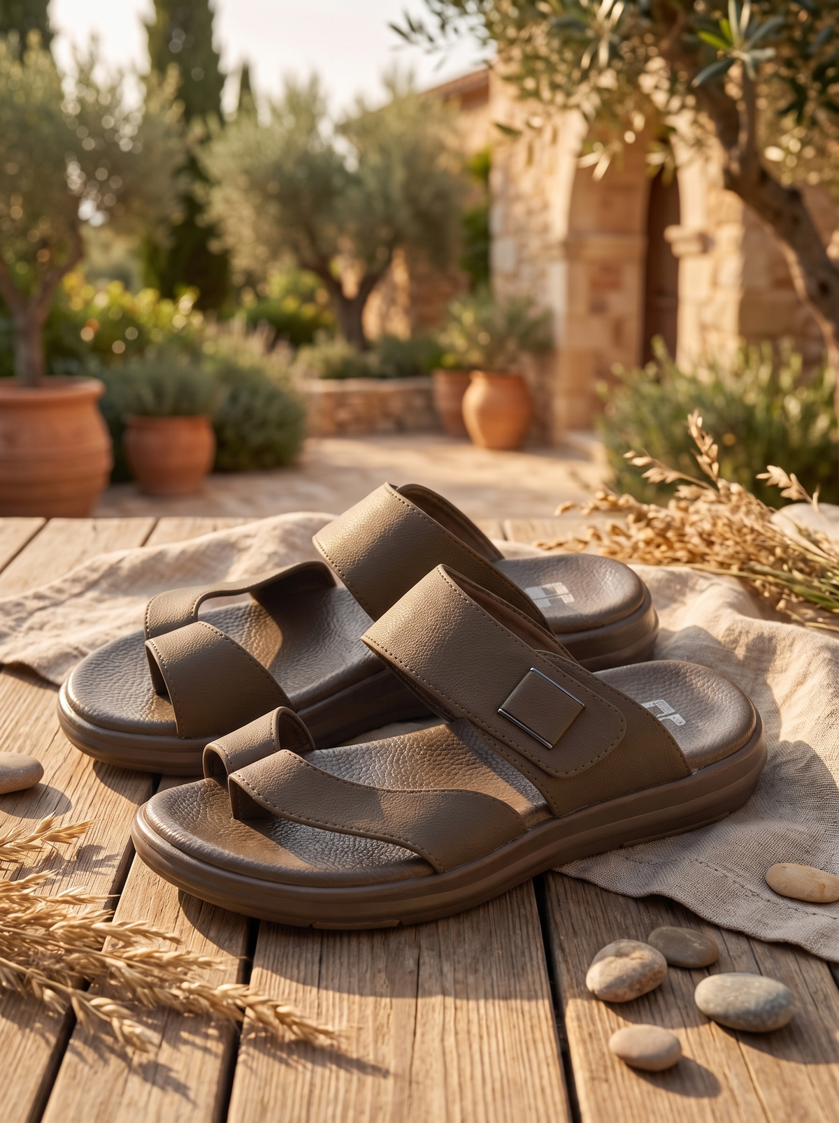 Men’s Comfort Toe-Loop Slide Sandals – Black Casual Open-Toe Slippers with Adjustable Upper Strap
