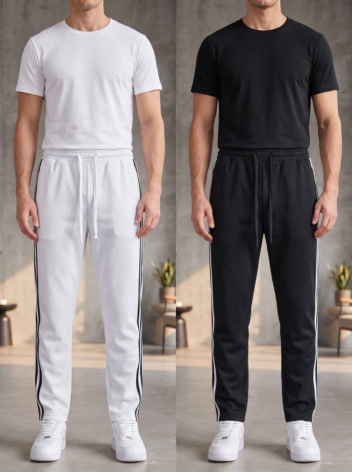 Men’s Side-Stripe Athletic Jogger Pants