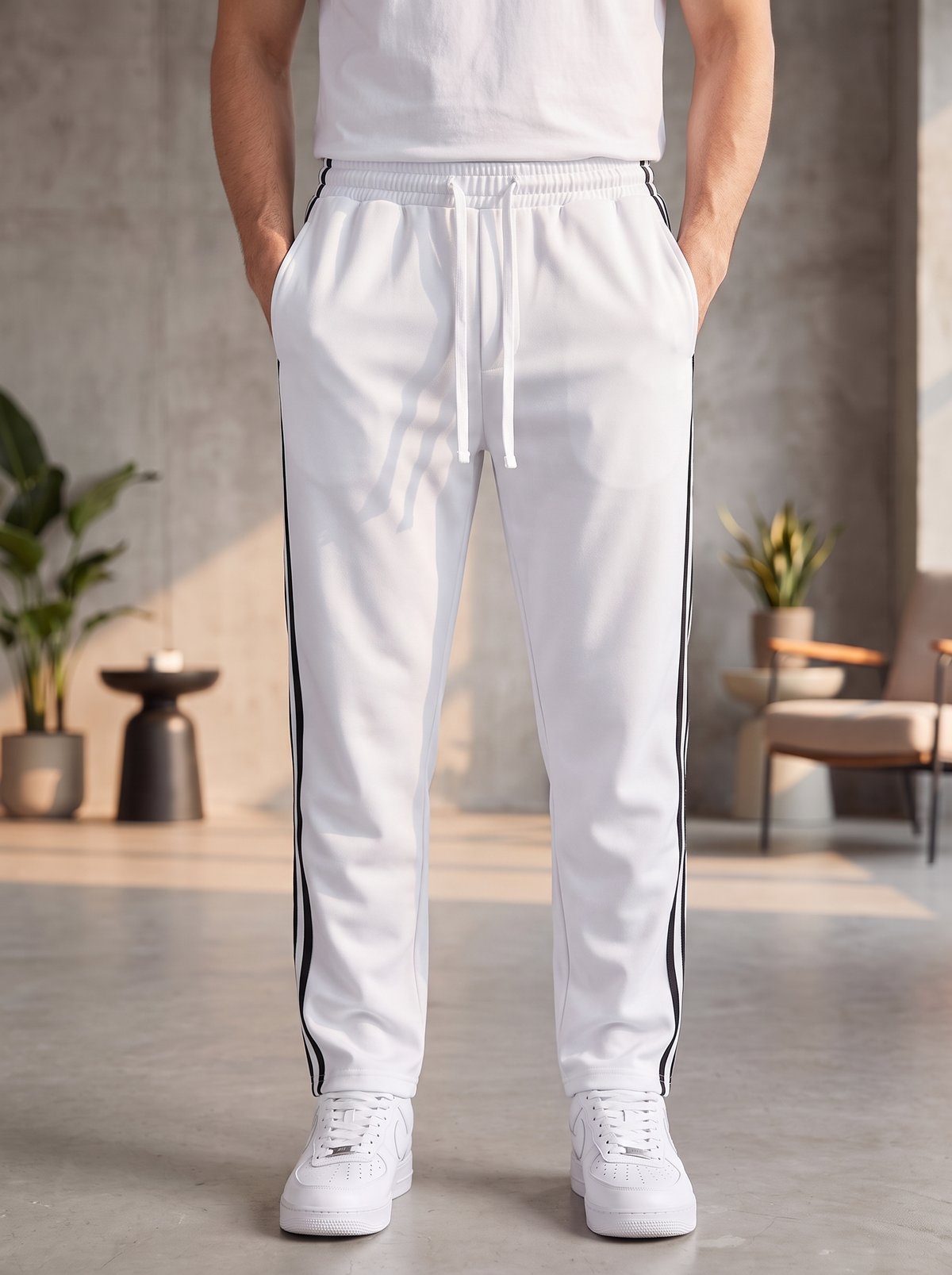 Men’s Side-Stripe Athletic Jogger Pants
