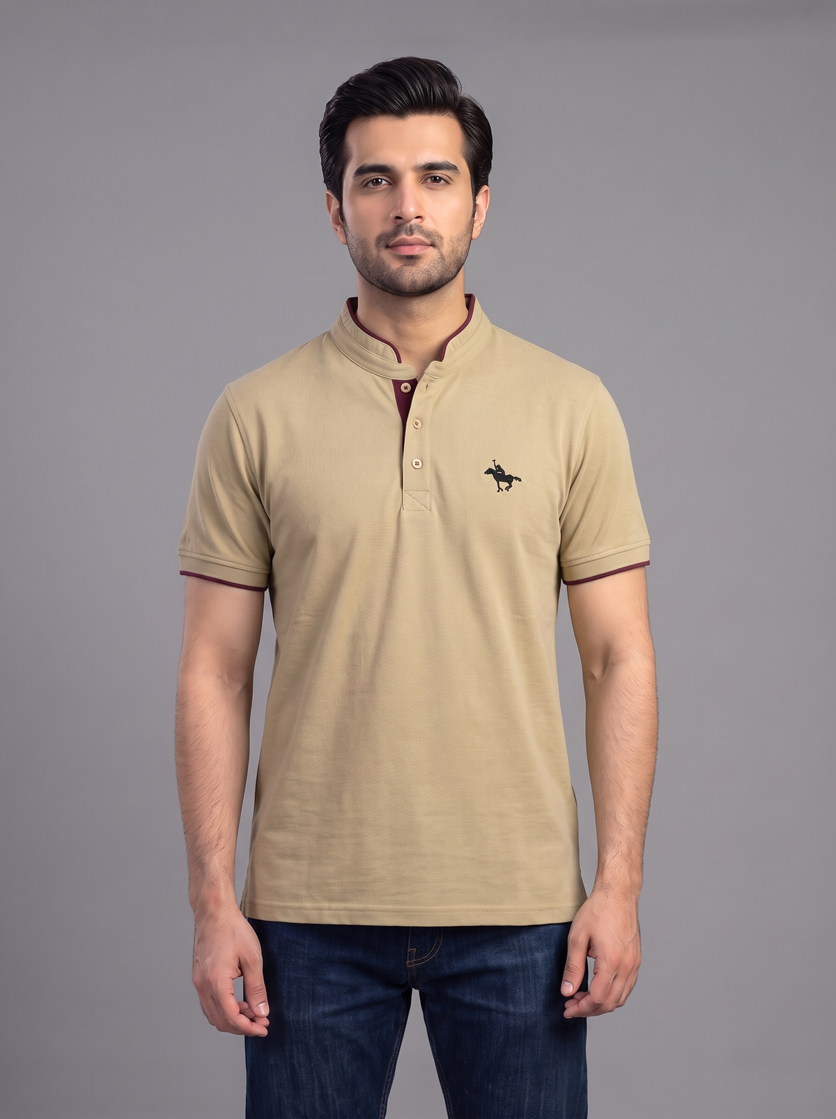 Men’s Mandarin Collar Polo Shirt – 3 Piece Color