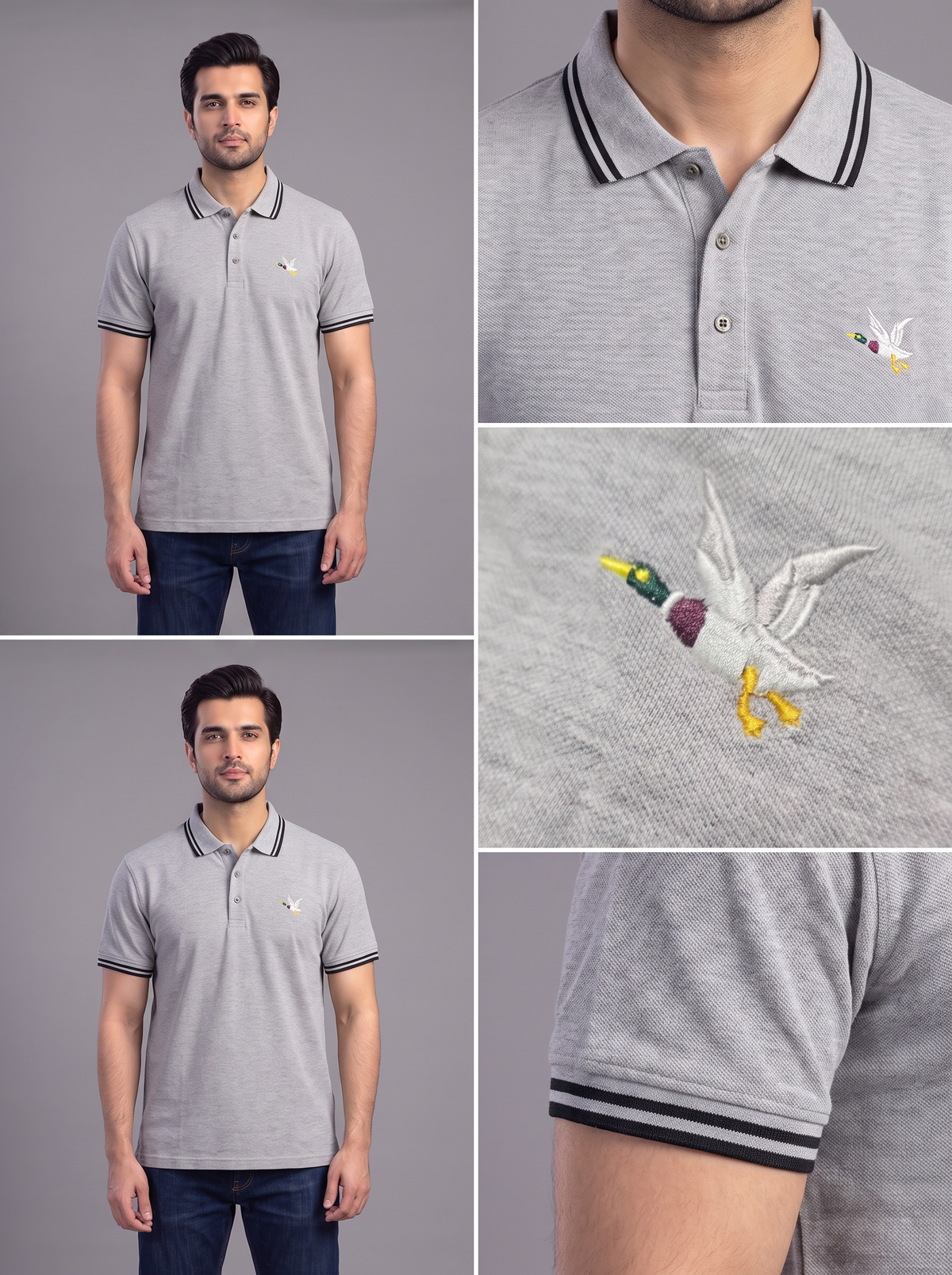 Men’s Contrast Tipped Polo Shirt – Classic Short Sleeve Top