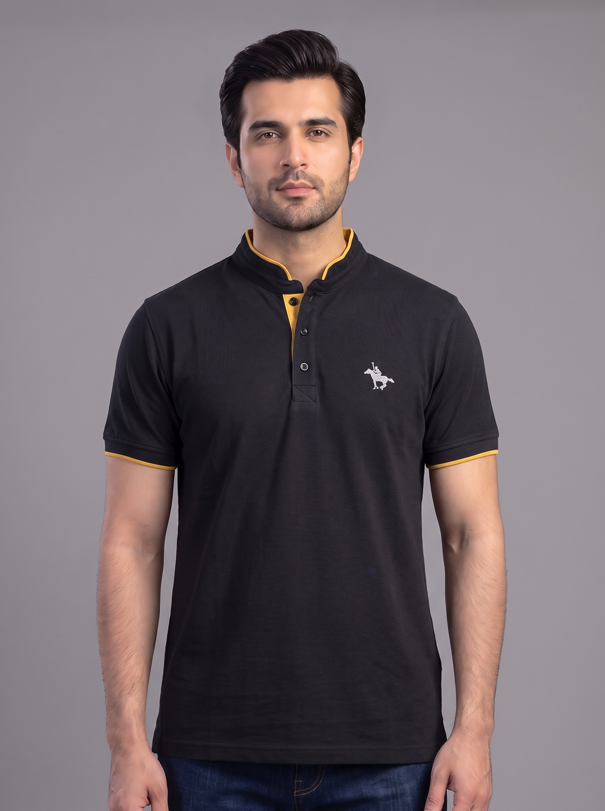 Men’s Mandarin Collar Polo Shirt – 3 Piece Color