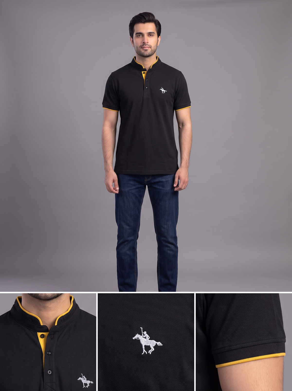 Men’s Mandarin Collar Polo Shirt – 3 Piece Color