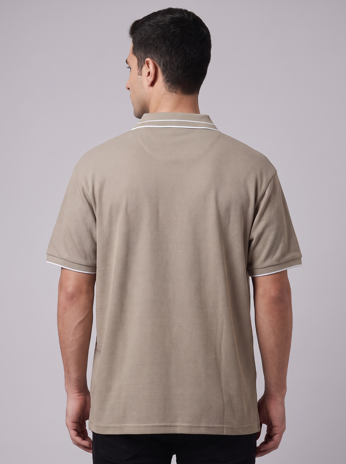 Men’s Contrast Tipped Textured Polo Shirt | Classic Short Sleeve Casual Top