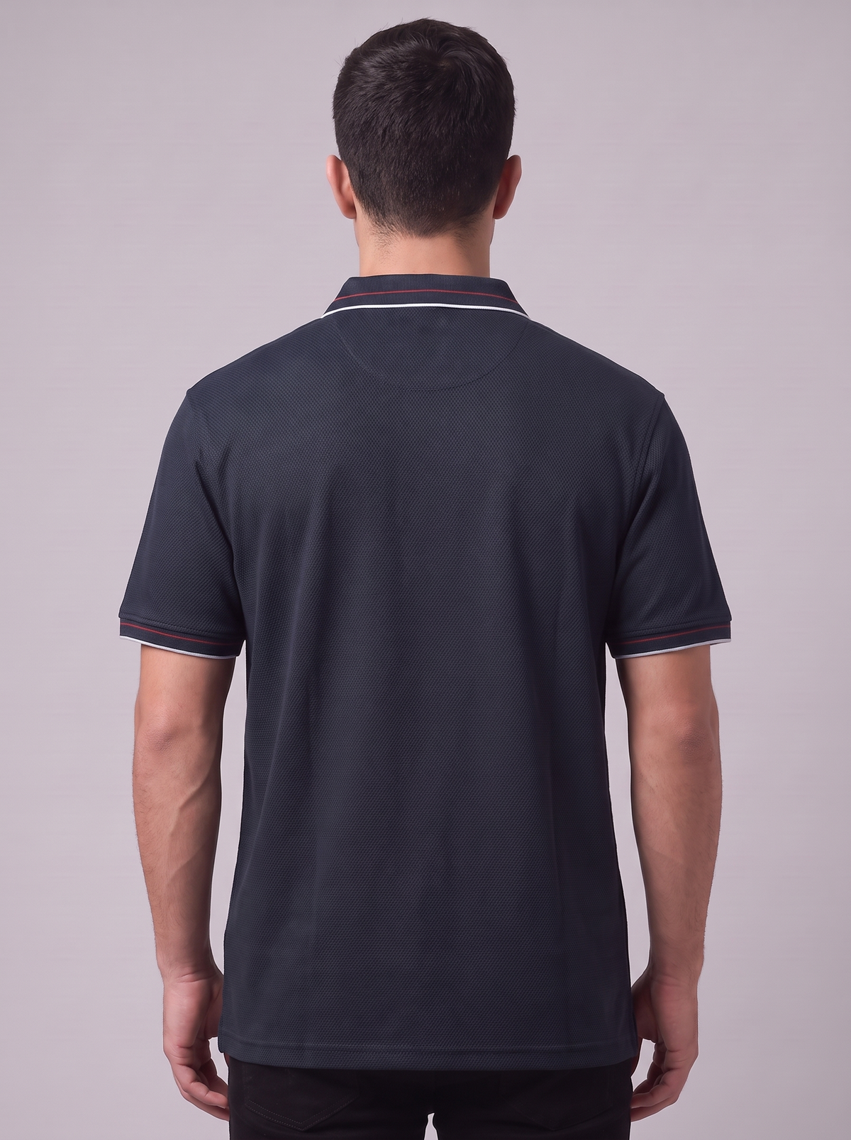 Men’s Contrast Tipped Textured Polo Shirt | Classic Short Sleeve Casual Top