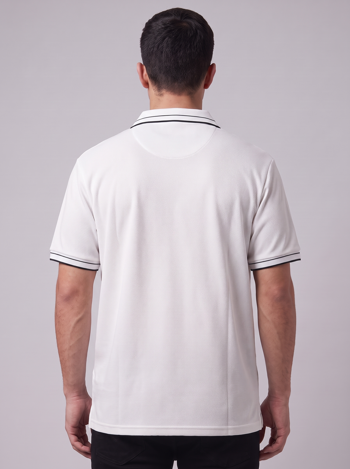 Men’s Contrast Tipped Textured Polo Shirt | Classic Short Sleeve Casual Top