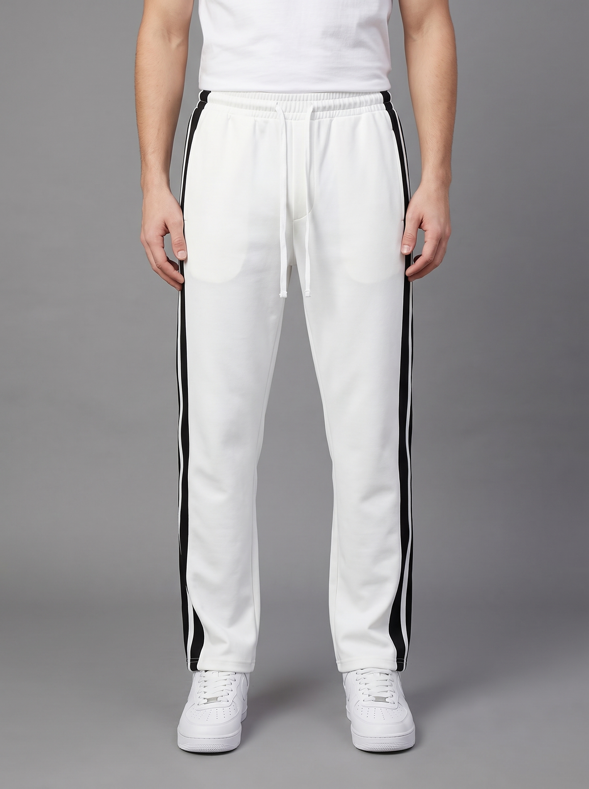 Men’s Side-Stripe Track Pants – Casual Athletic Joggers with Drawstring Waist