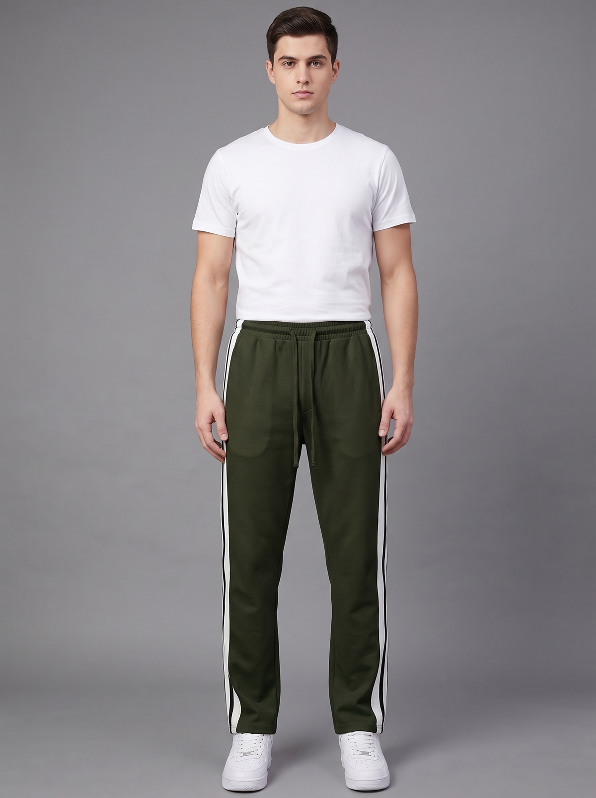 Men’s Side-Stripe Track Pants – Casual Athletic Joggers with Drawstring Waist