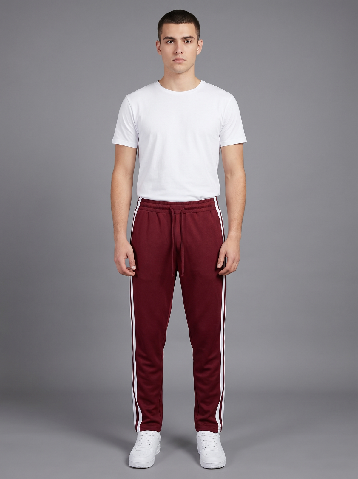Men’s Side-Stripe Track Pants – Casual Athletic Joggers with Drawstring Waist