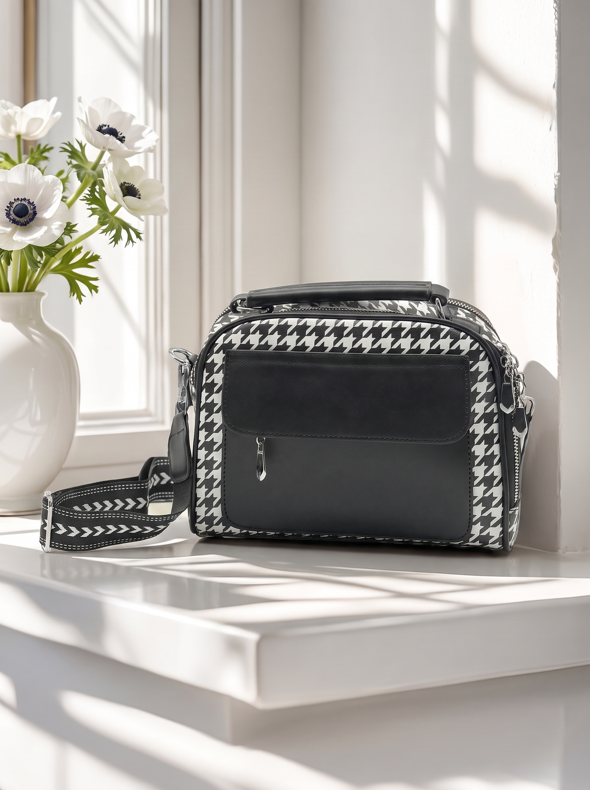 Elegant Structured Crossbody & Top Handle Handbag for Women – Multi-Pocket Everyday Shoulder Bag with Adjustable Strap