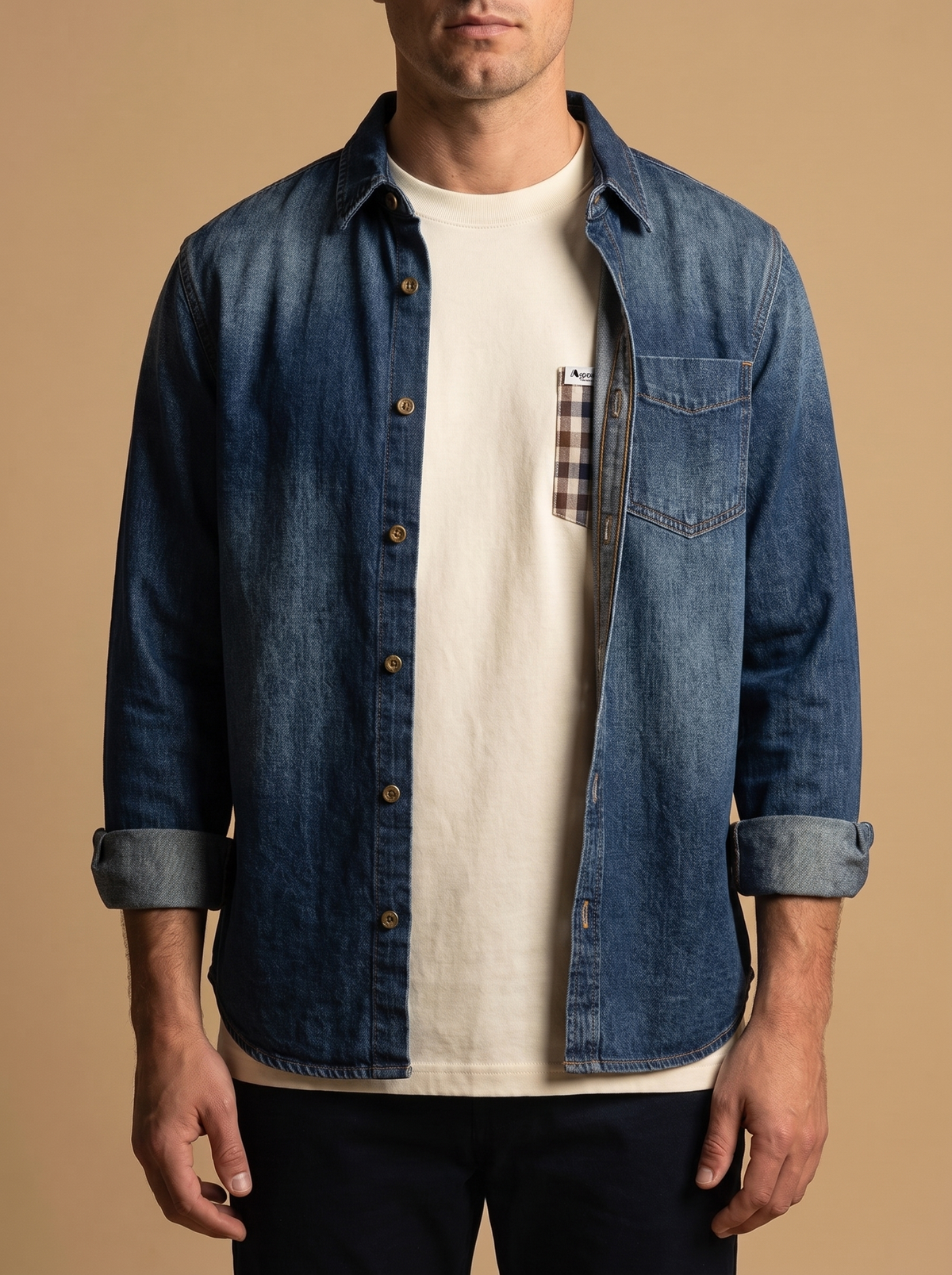 Men’s Heritage Cotton Pocket T-Shirt – Signature Check Contrast