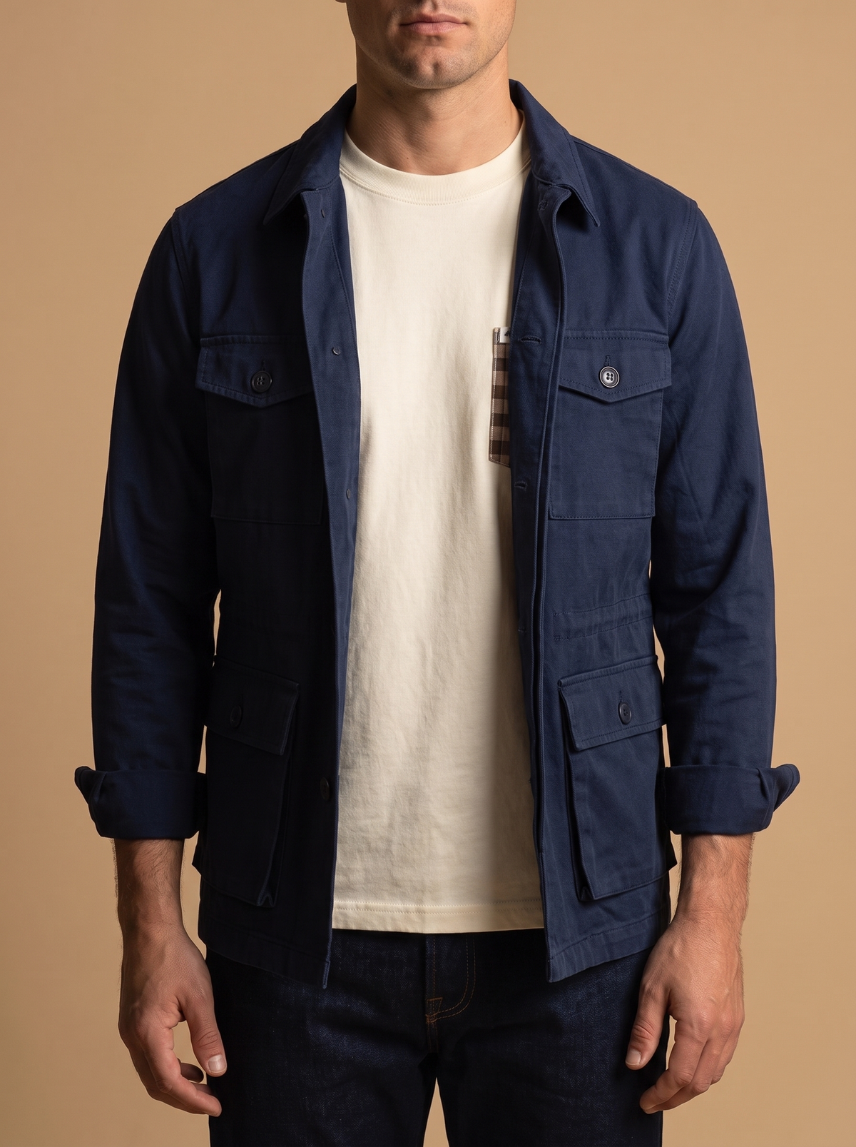 Men’s Heritage Cotton Pocket T-Shirt – Signature Check Contrast