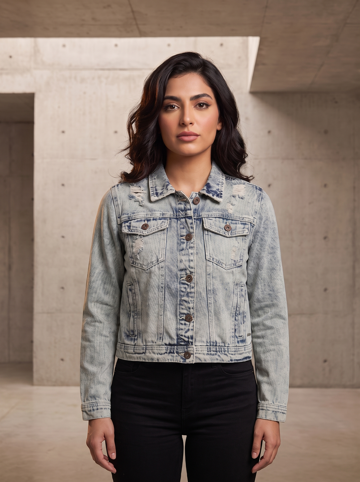 Women’s Light Wash Distressed Denim Jacket | Vintage Ripped Jean Jacket