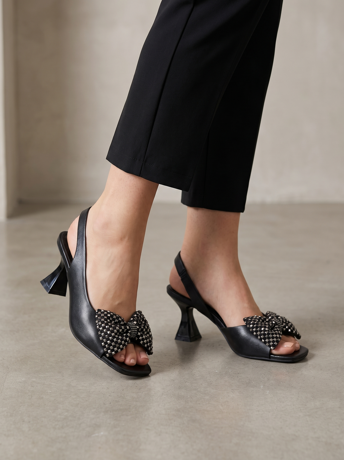 Women’s Open-Toe Rhinestone Bow Slingback Heels – Glamorous Metallic & Patent Dress Sandals