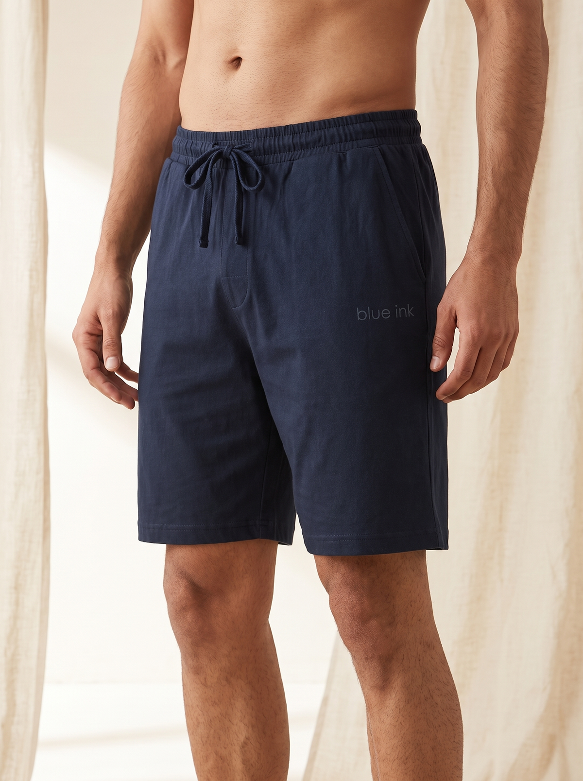 Men’s Relaxed-Fit Cotton Lounge Shorts – Comfortable Sleepwear & Casual Shorts with Drawstring