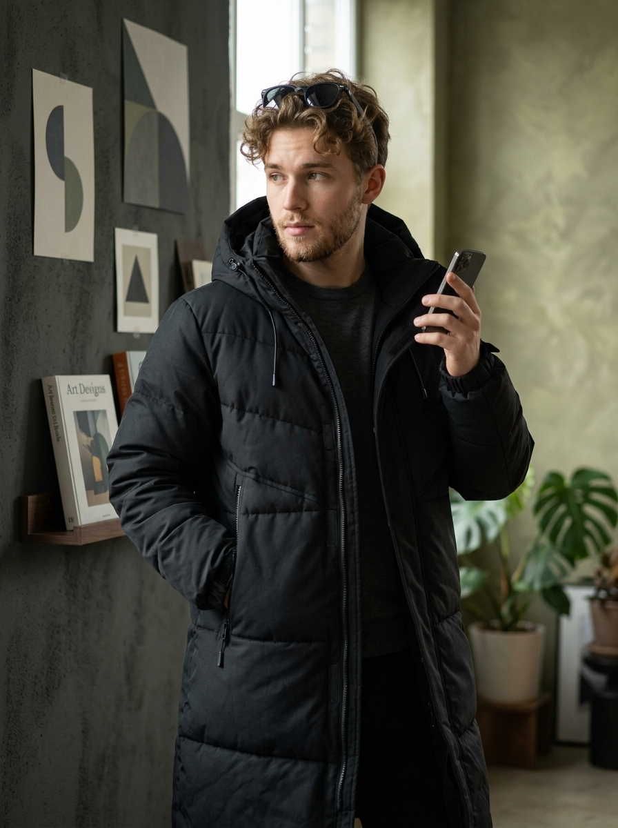 Men's Long Puffer Jacket - Finelook