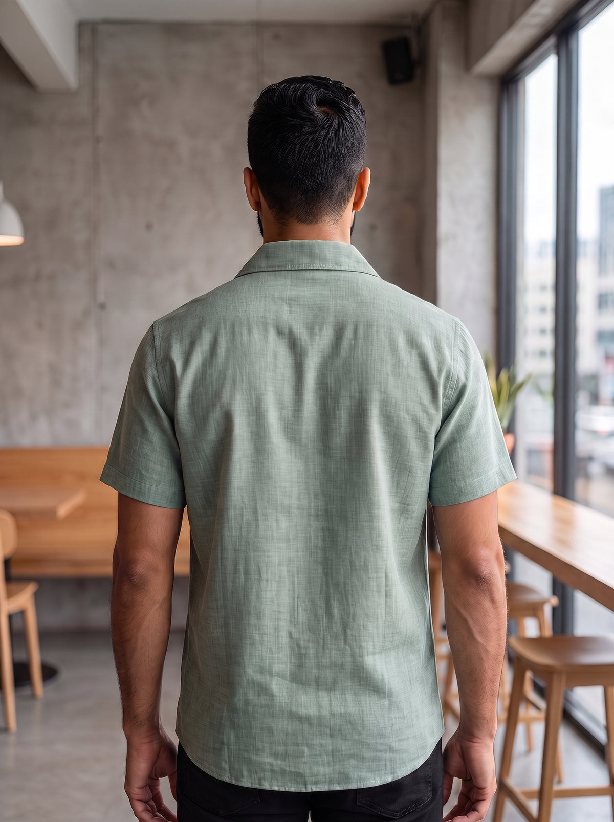 Men’s Short-Sleeve Linen-Blend Resort Shirt – Lightweight Cuban Collar Casual Button-Down