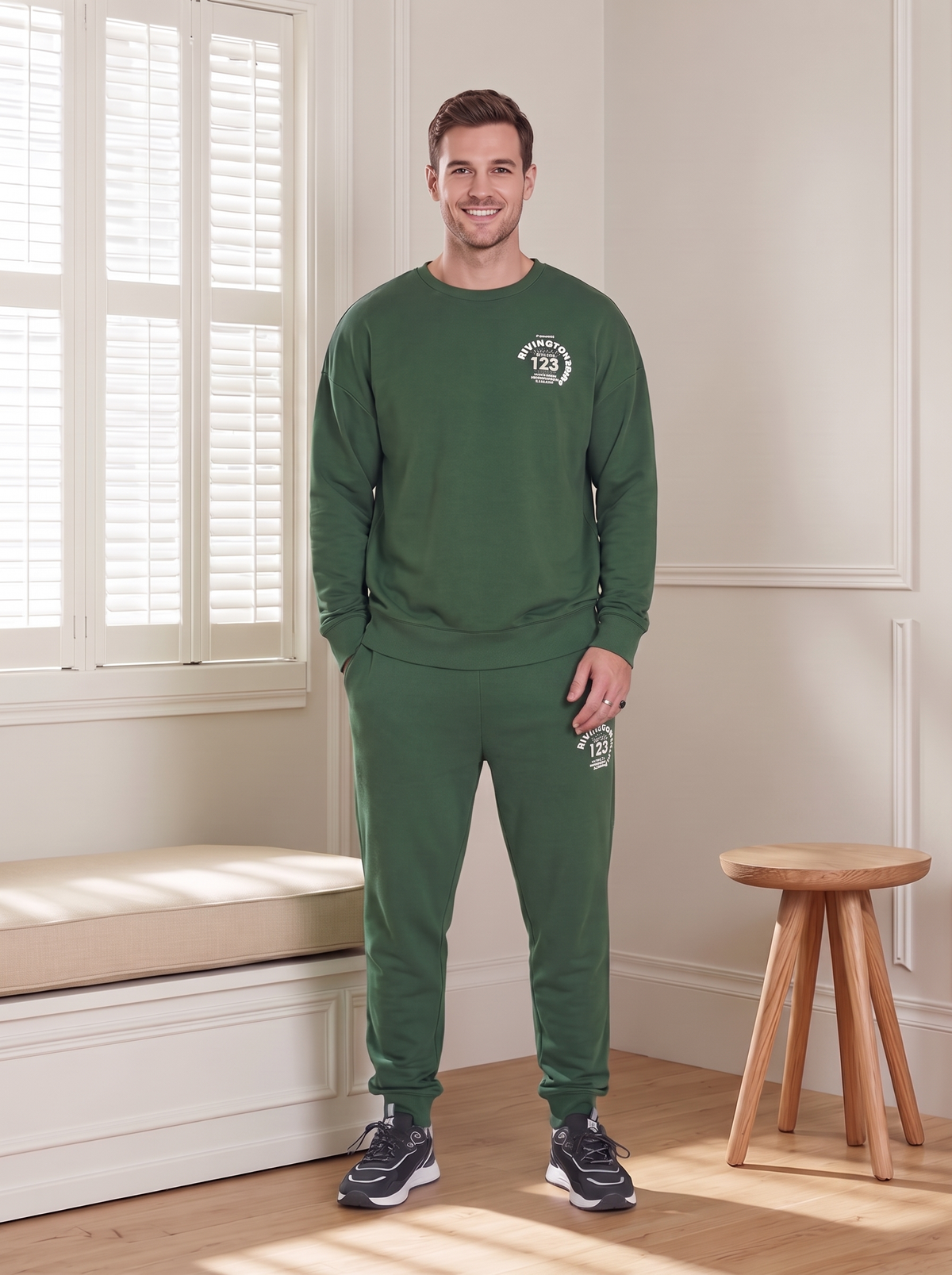 Men’s Classic Daily Wear Premium  Printed  Casual Winter Sweatshirt & Jogger Set