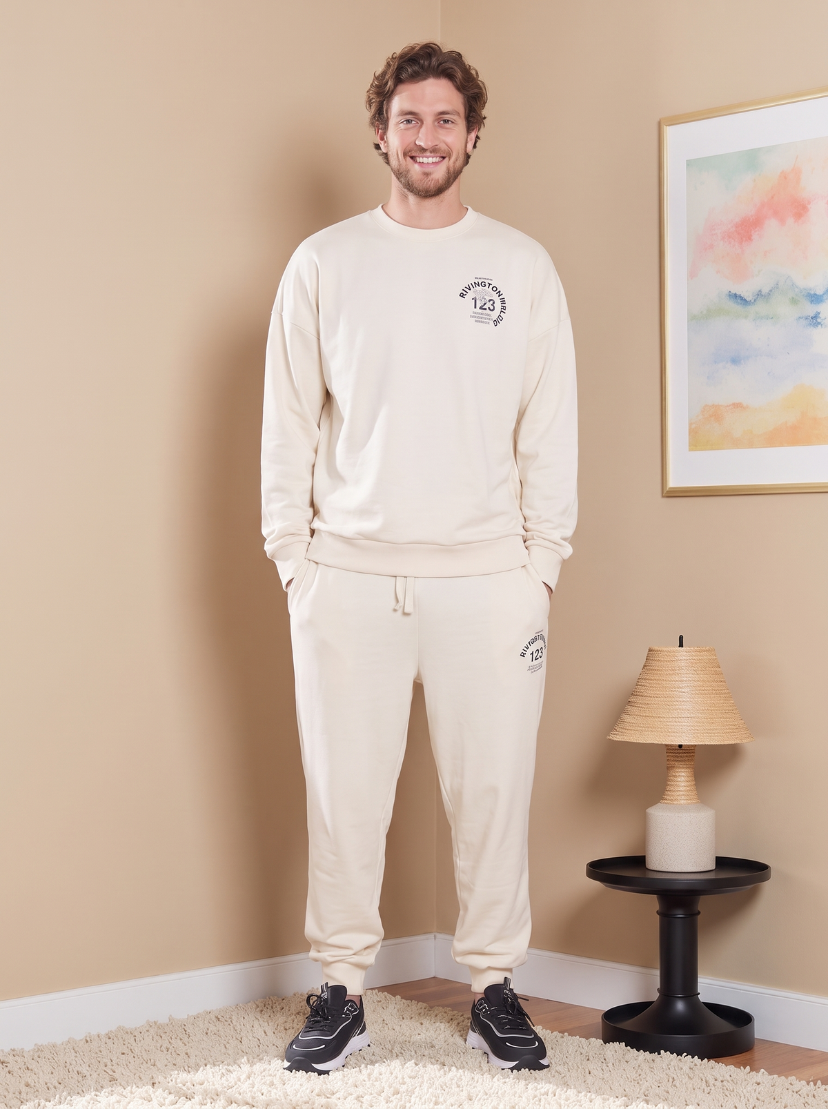 Men’s Classic Daily Wear Premium  Printed  Casual Winter Sweatshirt & Jogger Set
