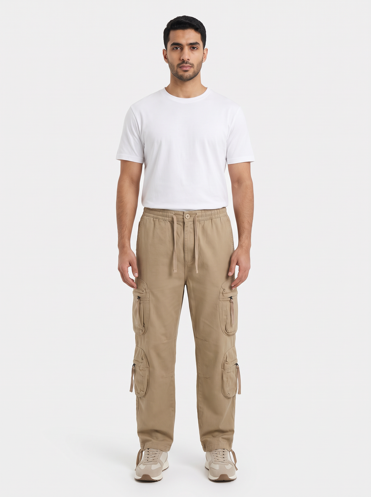 Men’s Multi-Pocket Tactical Utility Cargo Pants – Charcoal Light Black & Khaki