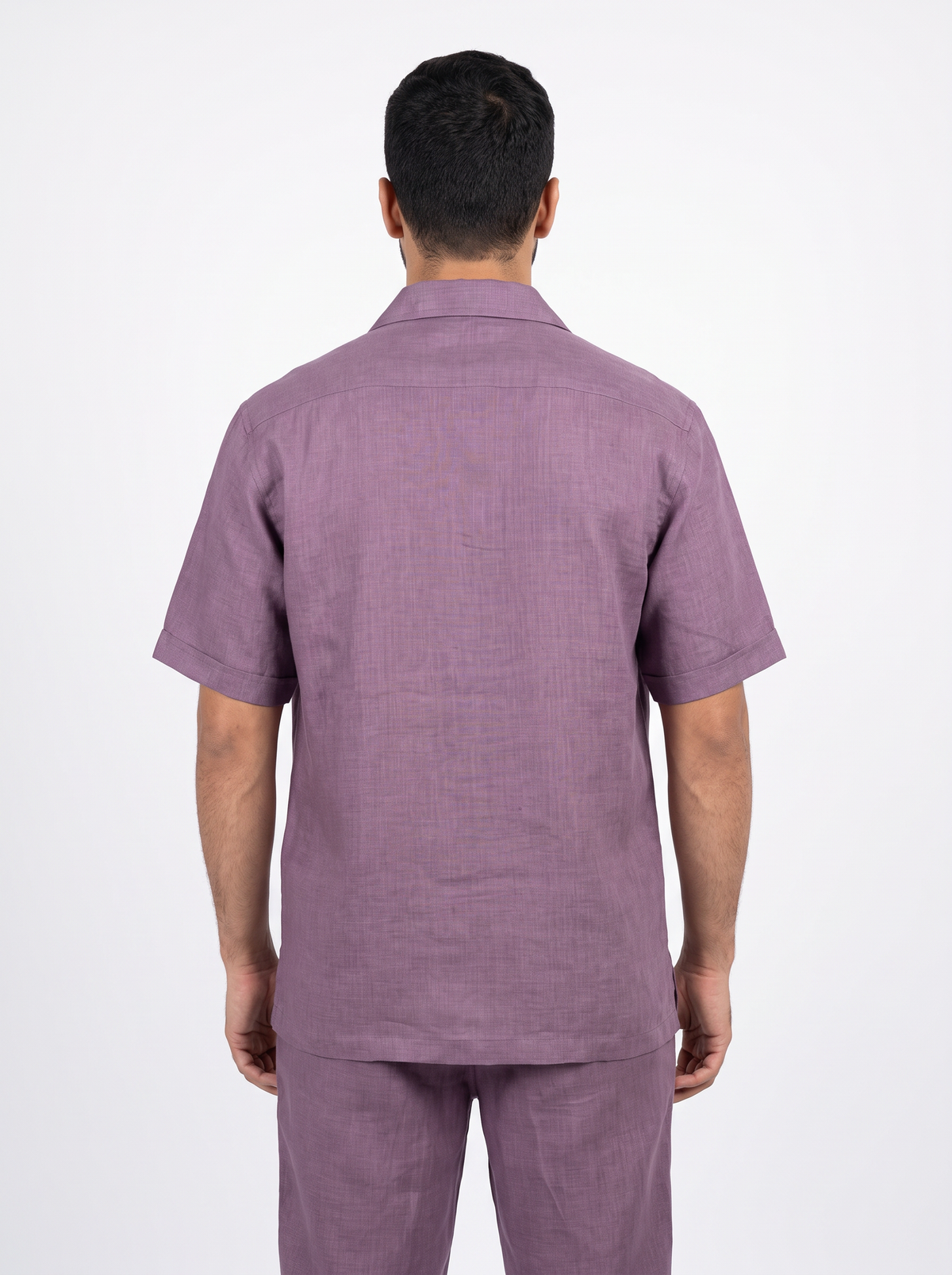 Men’s 2-Piece Linen-Feel Short-Sleeve Loungewear Set – Button-Down Camp Shirt & Drawstring Trousers