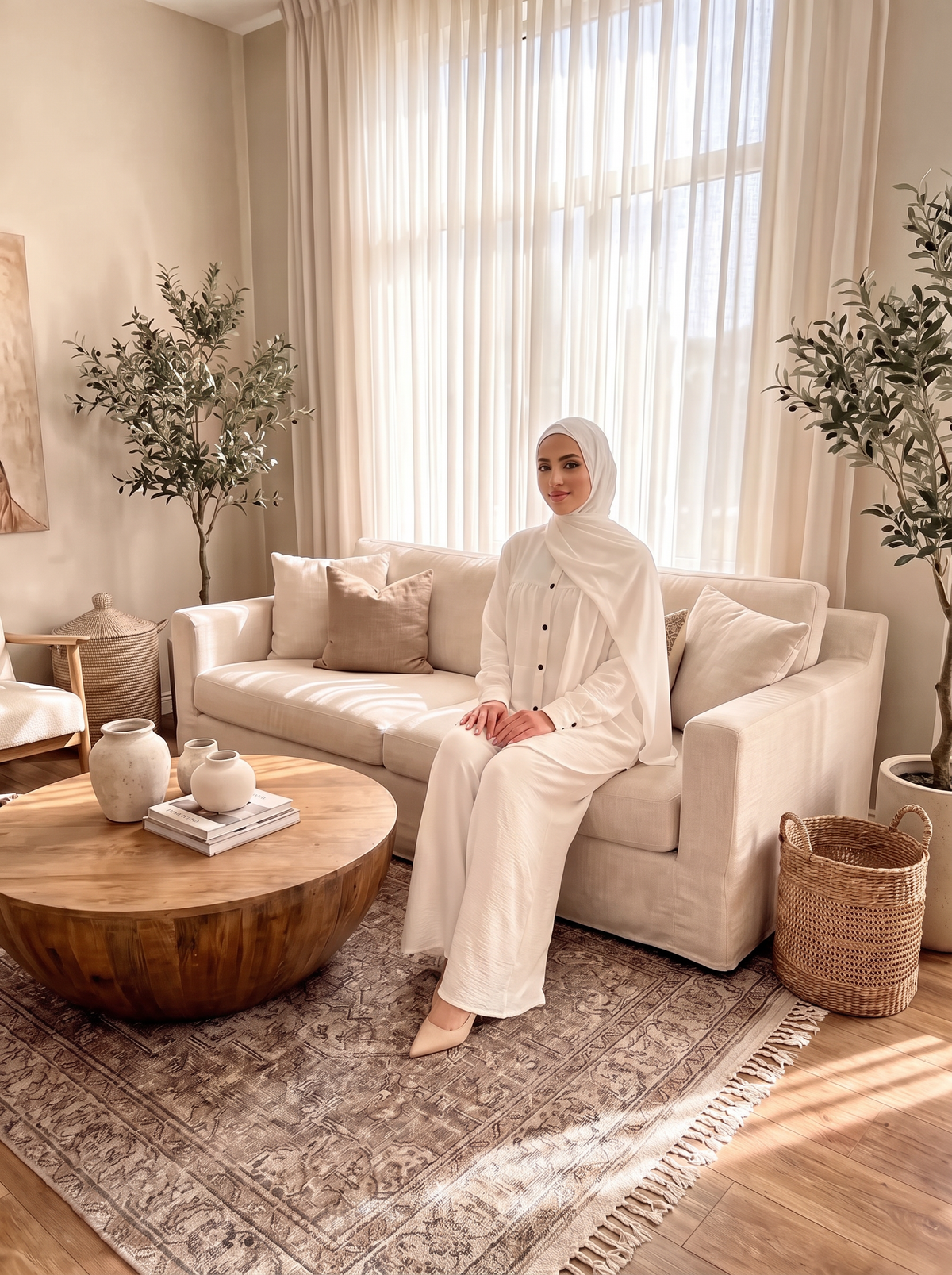 Chic Two-Piece Modest Tunic & Wide-Leg Trouser Set