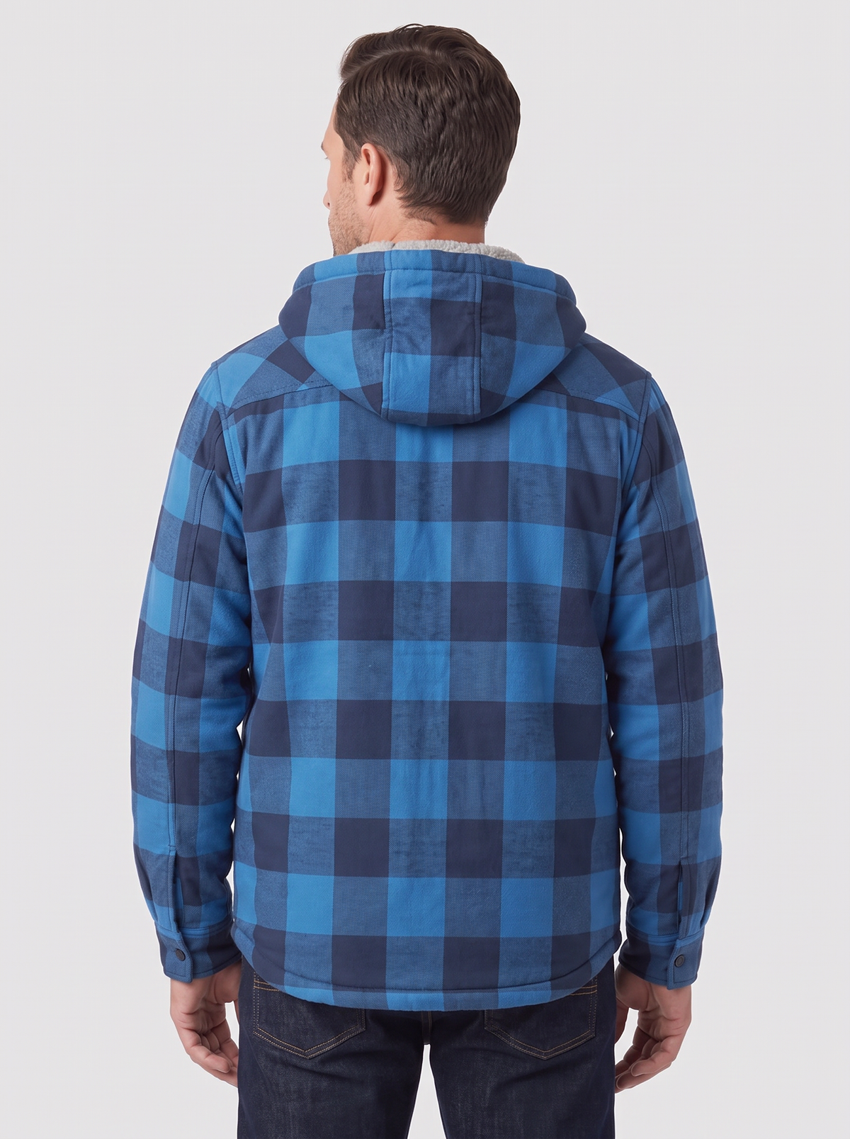 Men's Sherpa-Lined Flannel Hoodie Jacket – Heavyweight Plaid Zip-Up Workwear Shacket