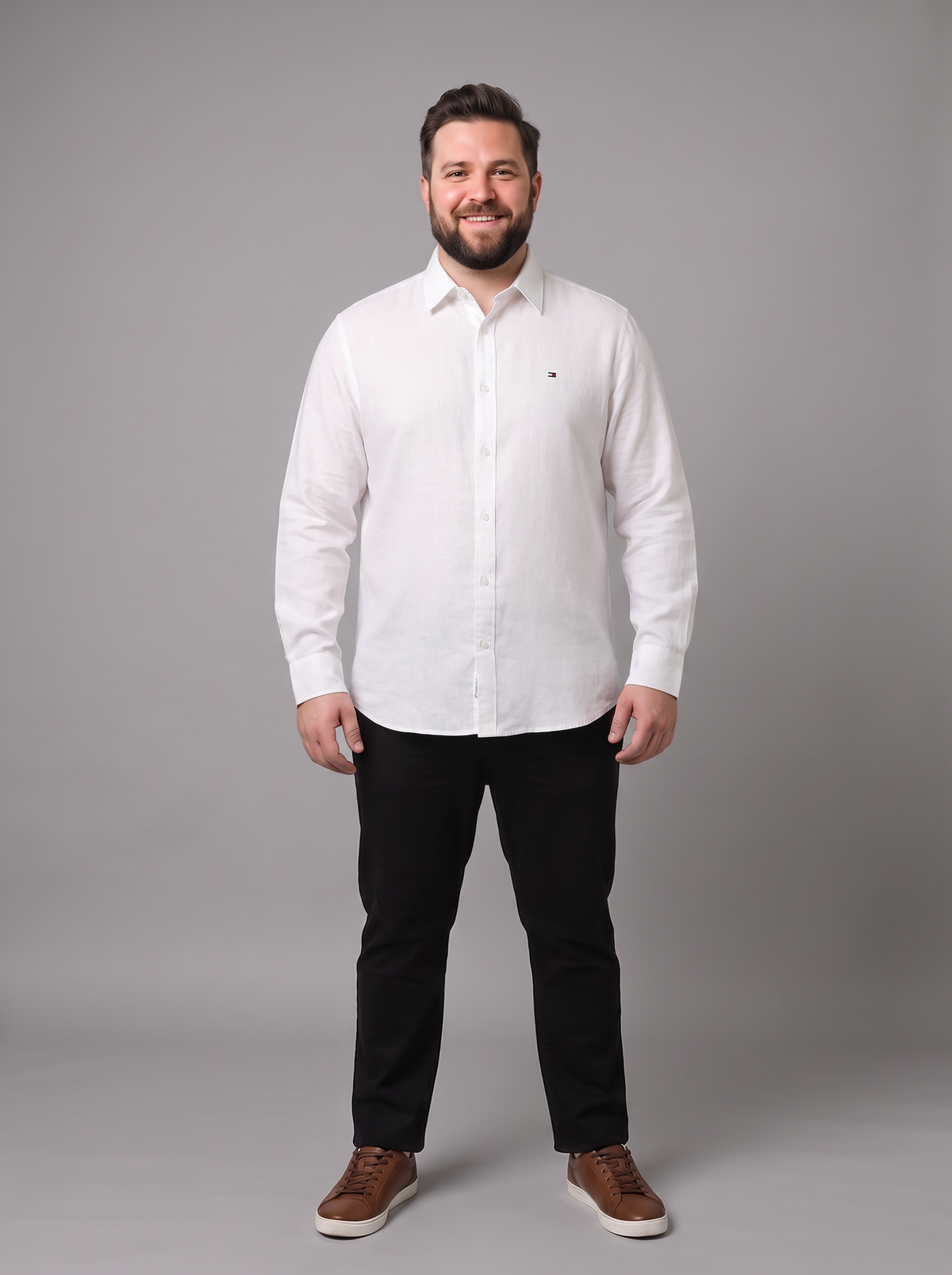 Men's Custom Fit Linen Button-Up Shirt – Breathable Summer Casual Shirt