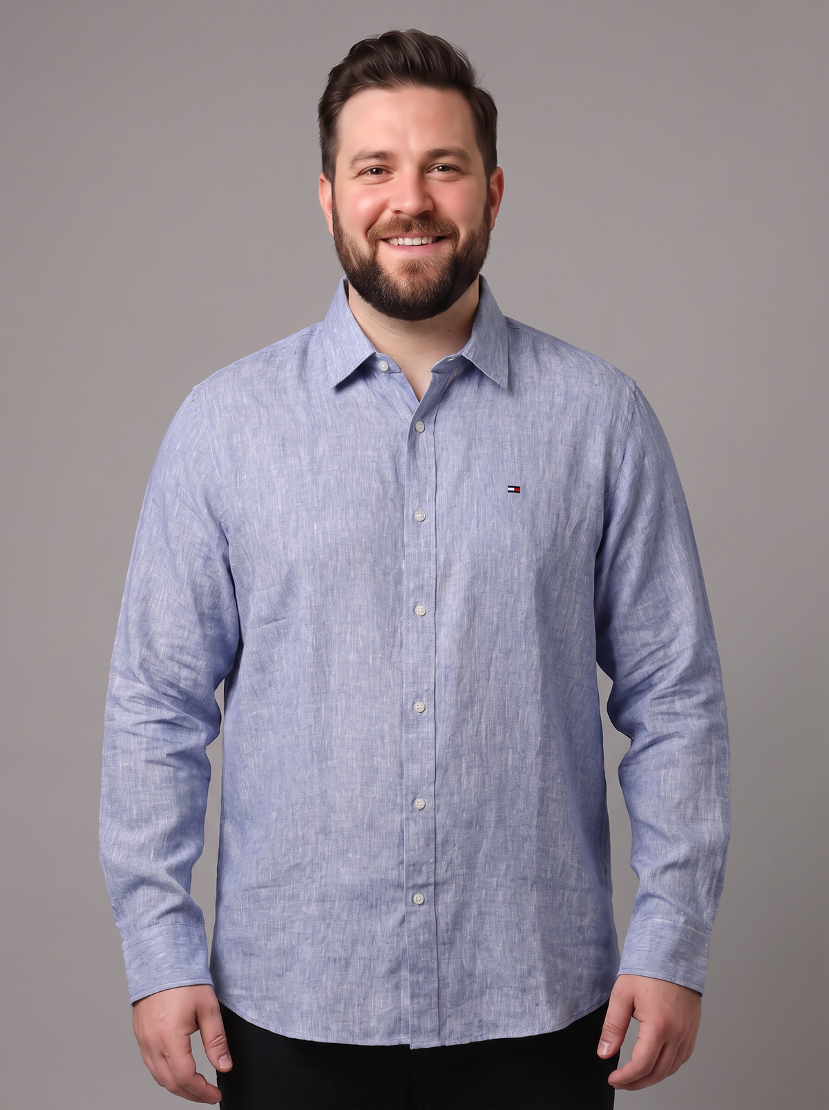 Men's Custom Fit Linen Button-Up Shirt – Breathable Summer Casual Shirt