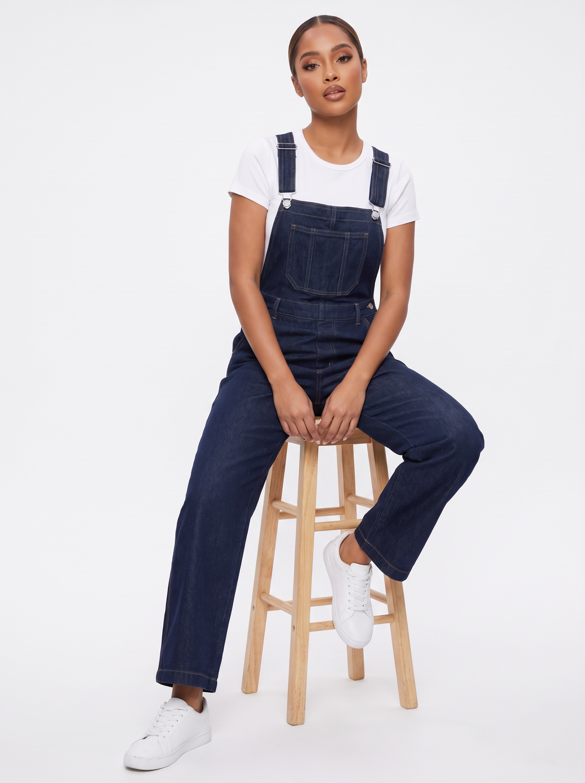 Women’s Classic Denim Dungarees – Adjustable Strap Relaxed Fit Overalls