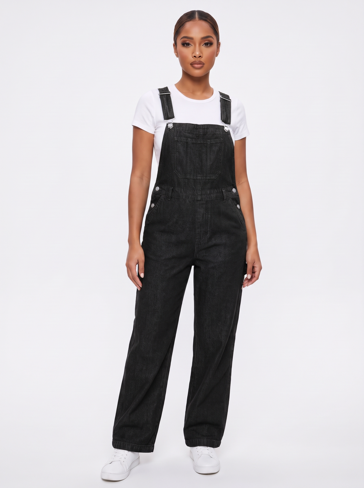 Women’s Classic Denim Dungarees – Adjustable Strap Relaxed Fit Overalls