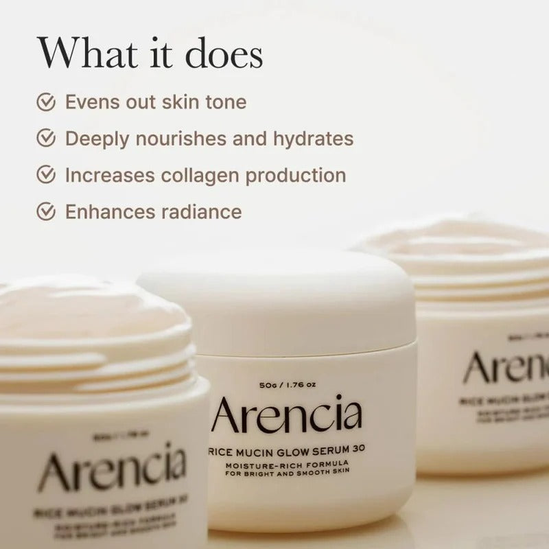 ARENCIA Rice Mochi Cleanser & Rice Mucin Flow Glow Serum