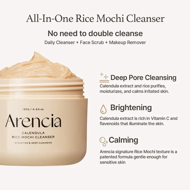 ARENCIA Rice Mochi Cleanser & Rice Mucin Flow Glow Serum