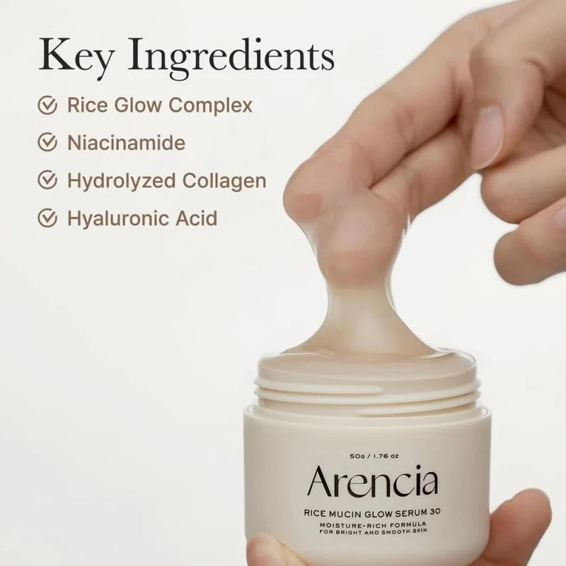 ARENCIA Rice Mochi Cleanser & Rice Mucin Flow Glow Serum
