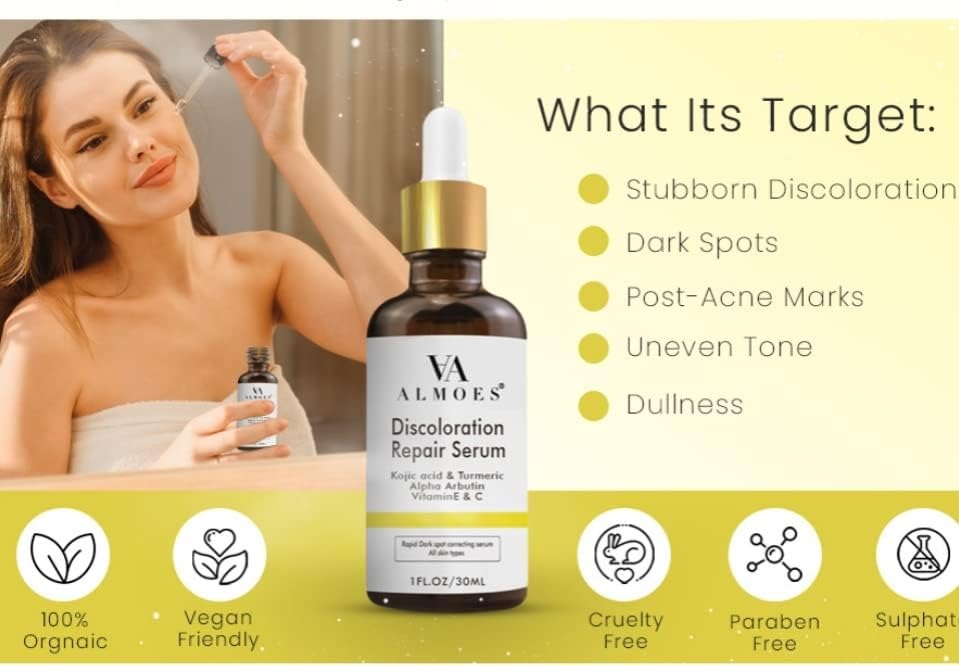 Almoes Discoloration Repair Kojic Acid Serum with Vitamin C 30 ml.