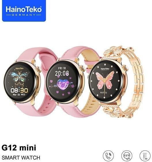 HainoTeko G12 MINI Smart Watch With 3 Pair Strap for Women.